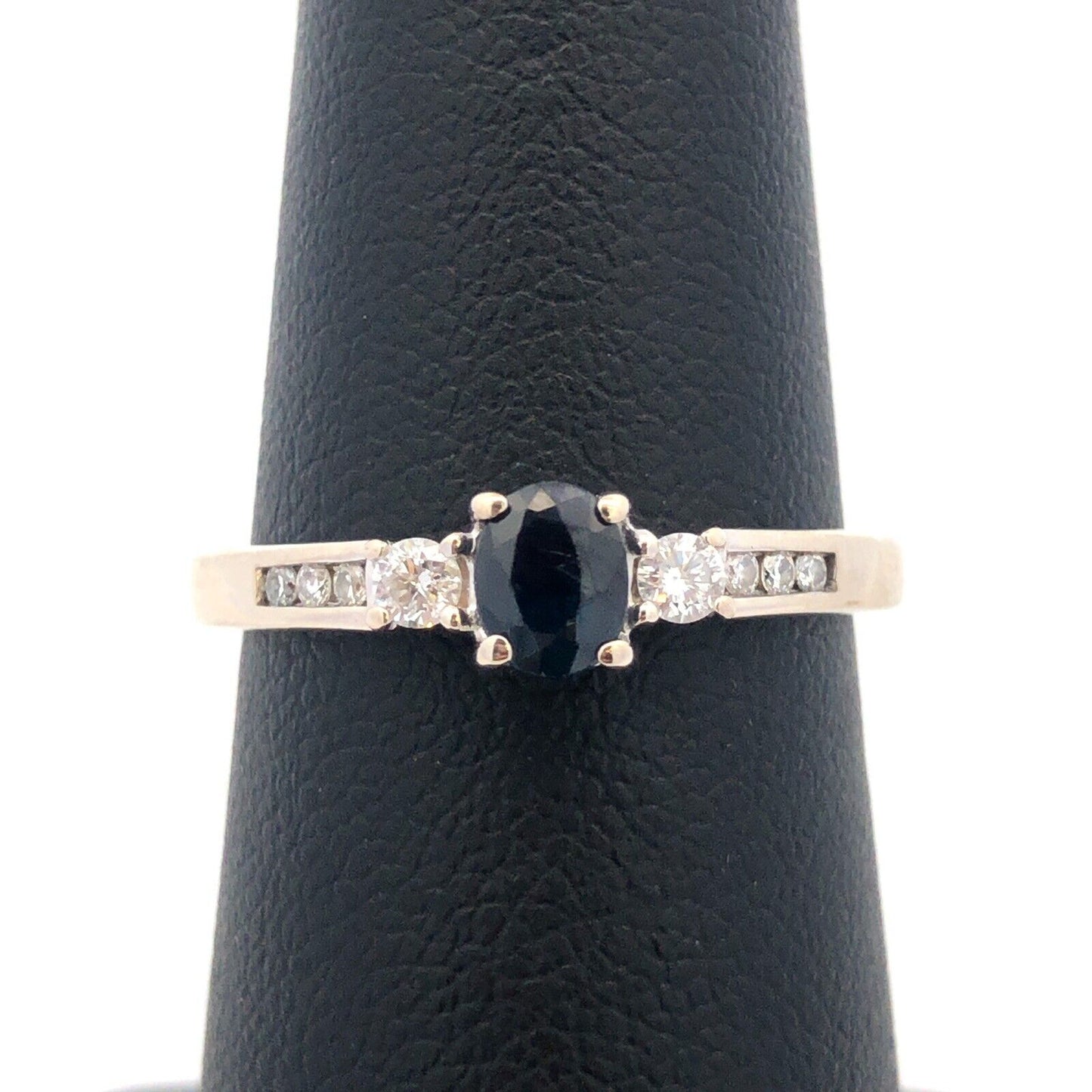 RJW 14K White Gold Oval Sapphire Diamond Past Present Future Anniversary Ring