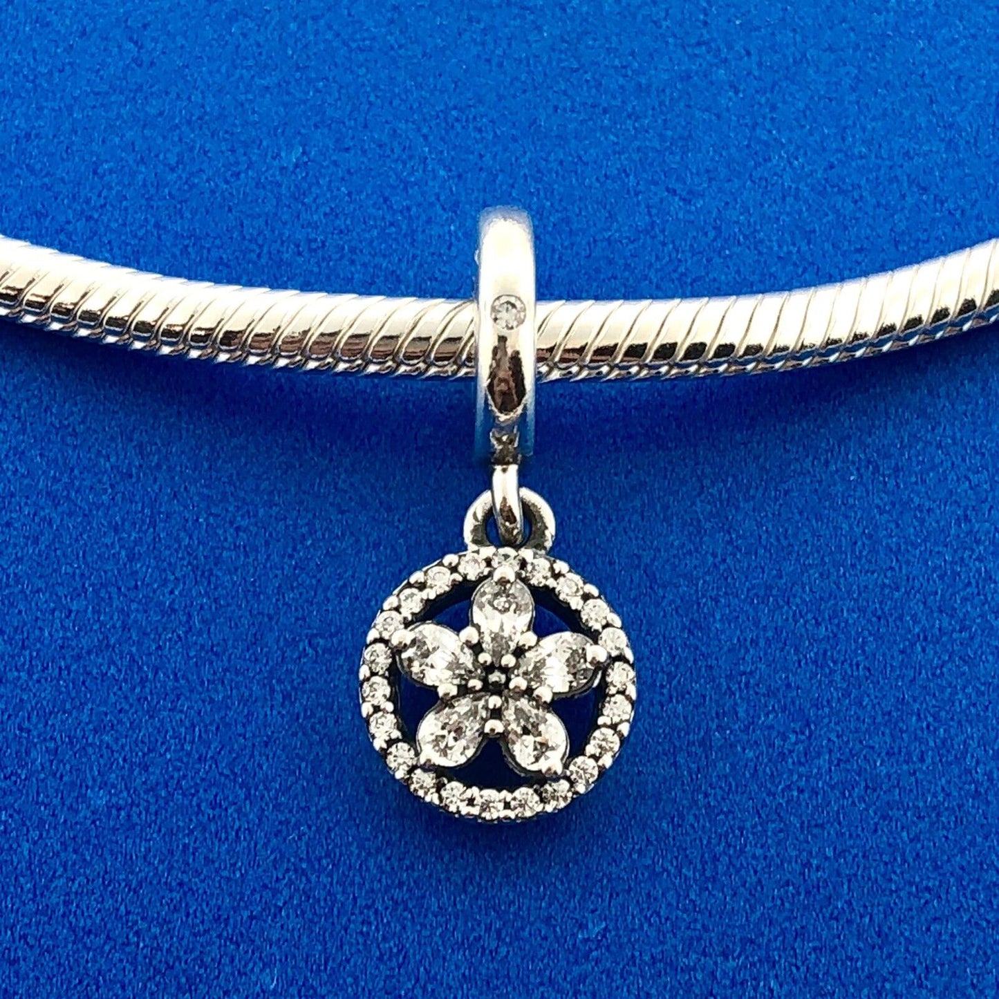 PANDORA Sterling Silver Snake Adjustable Bracelet With Sparkling Snowflake Charm