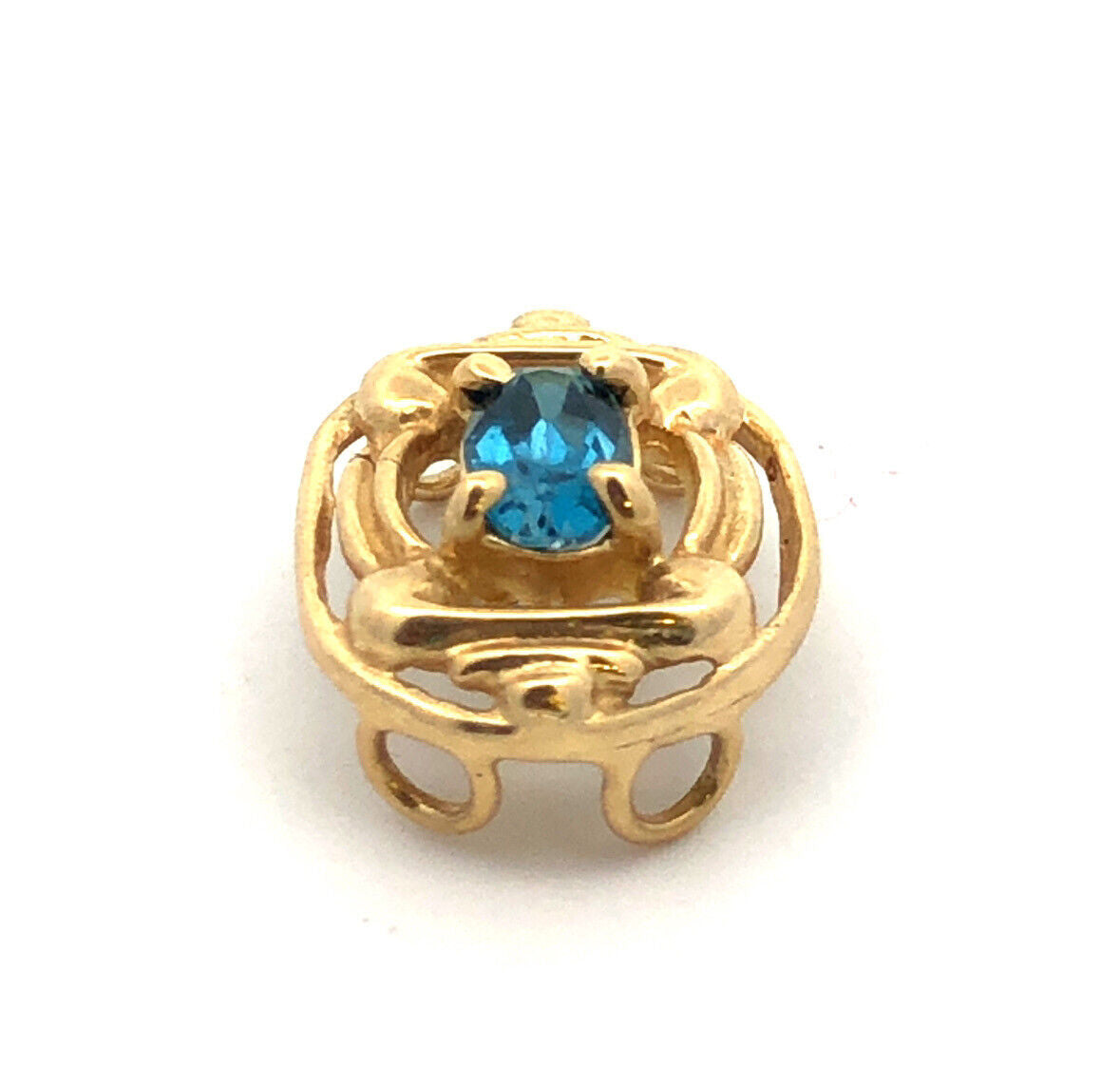 Designer OMG 10K Yellow Gold Oval Blue Topaz Slide Bracelet Charm