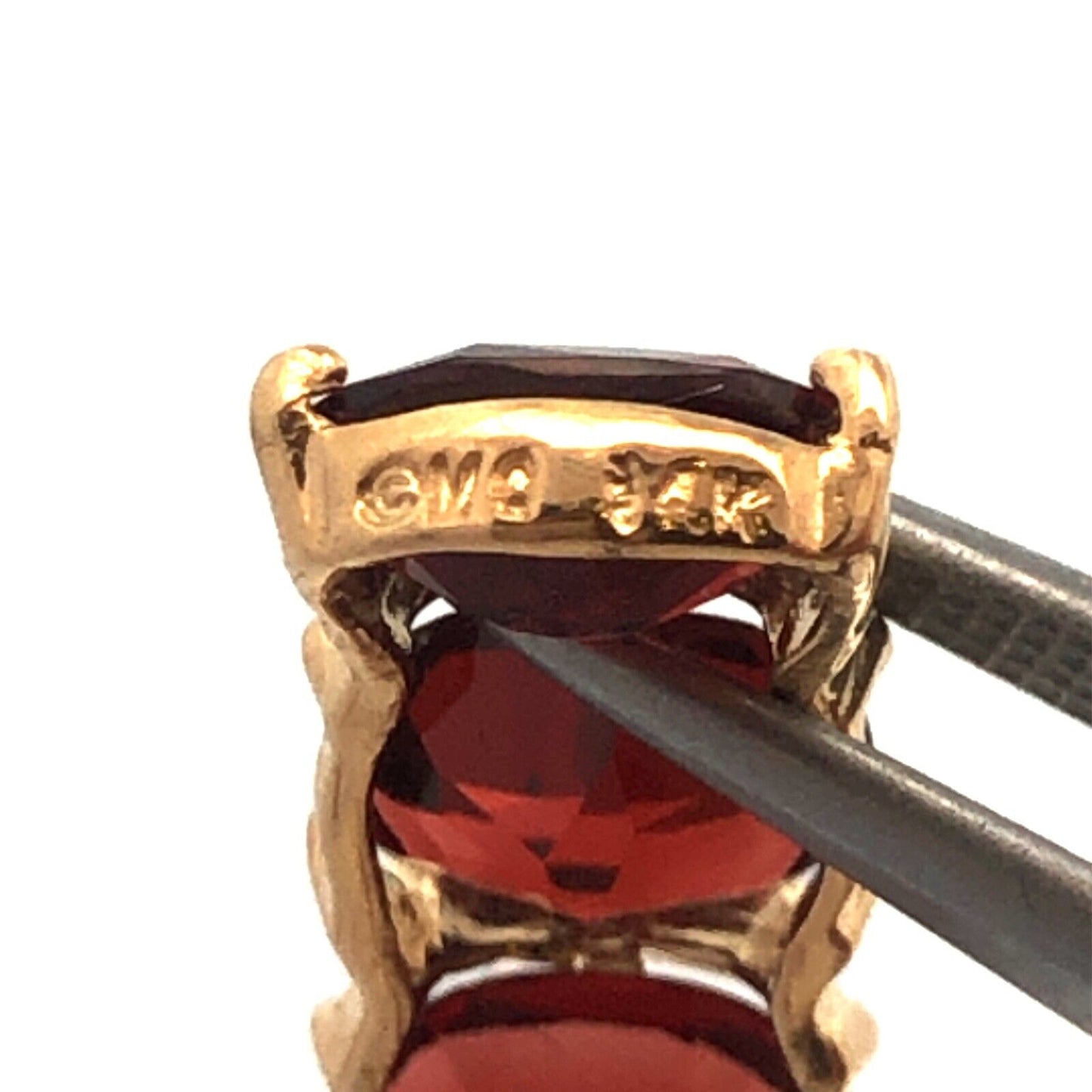 14K Yellow Gold Oval Rhodolite Garnet January Drop Pierced Earrings