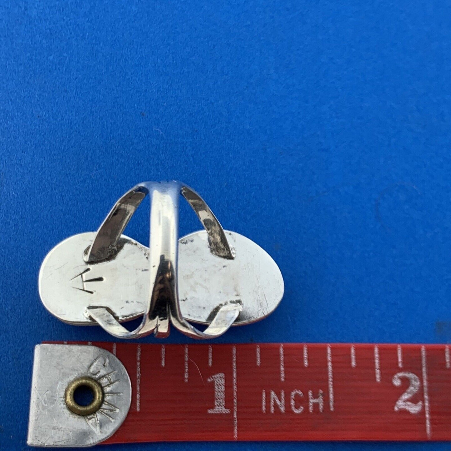 Stunning Sterling Silver 925 Cabochon Teal Twin Turquoise Finger Ring Size 7