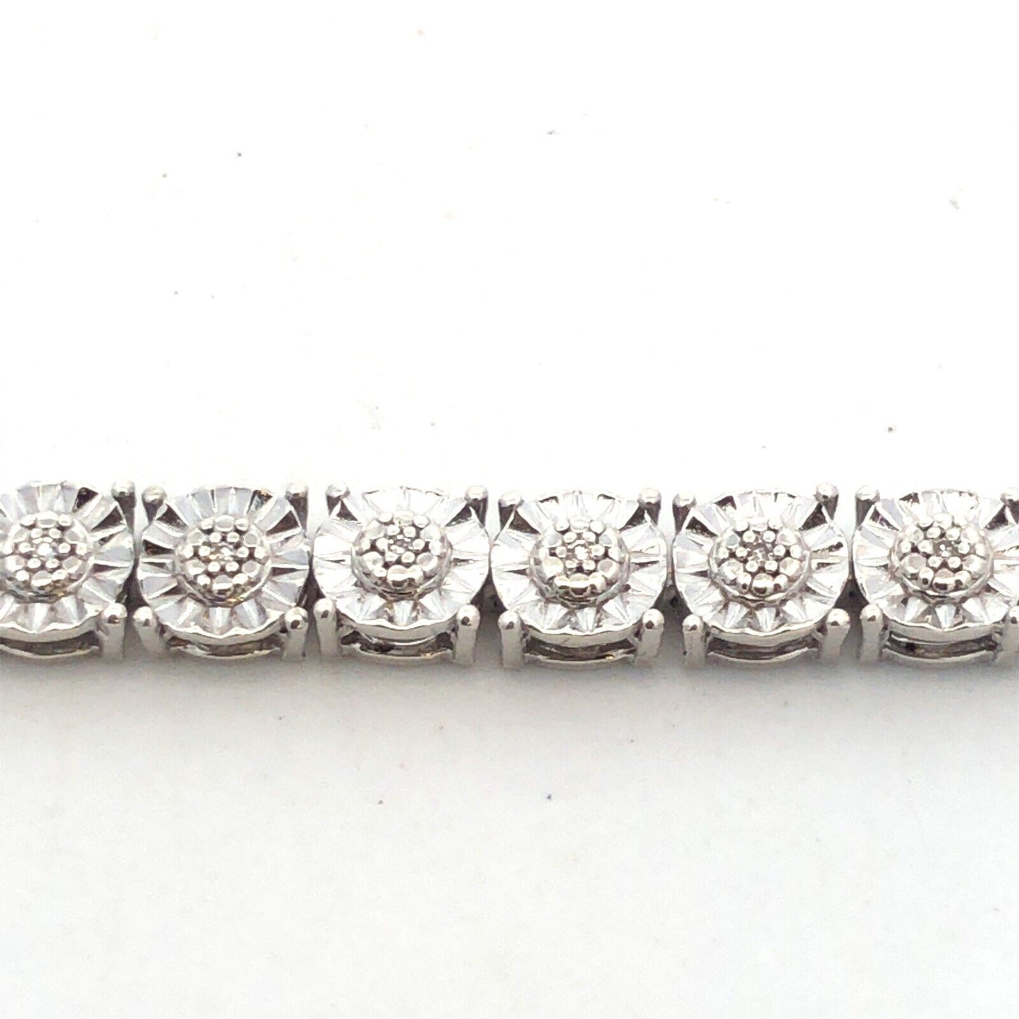 Designer JWBR 925 Sterling Silver Round Diamond Textured Tennis Bracelet