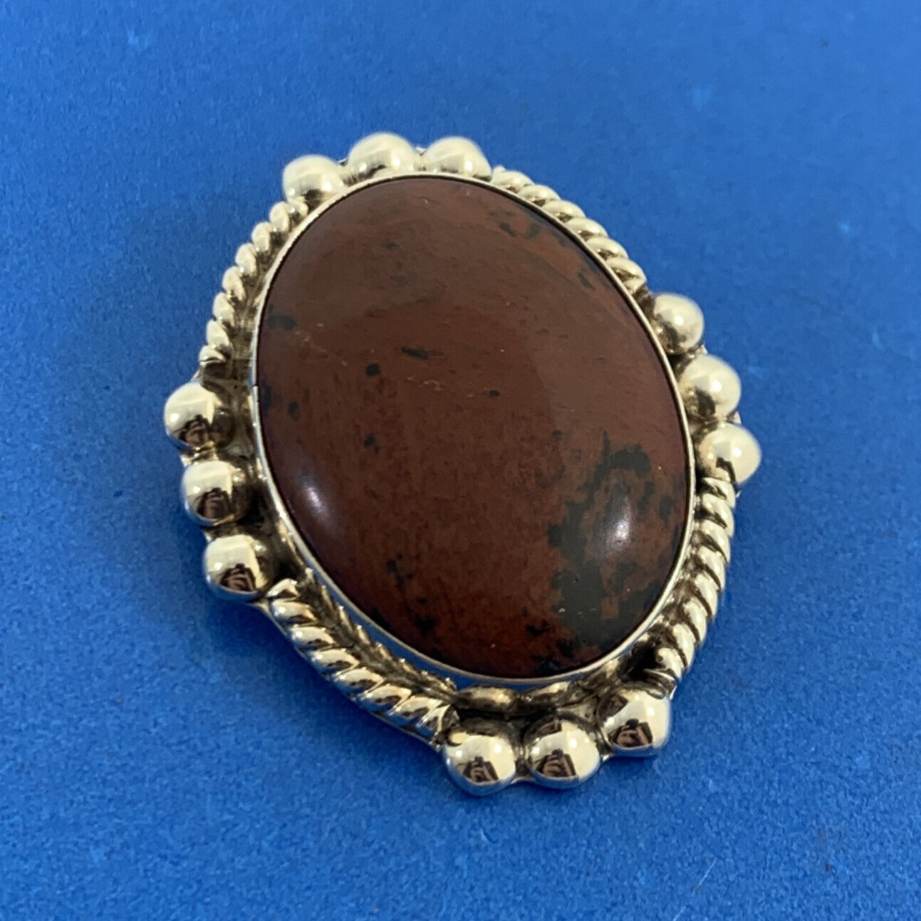 Designer CII Mexico 925 Sterling Silver Oval Jasper Statement Brooch Pendant