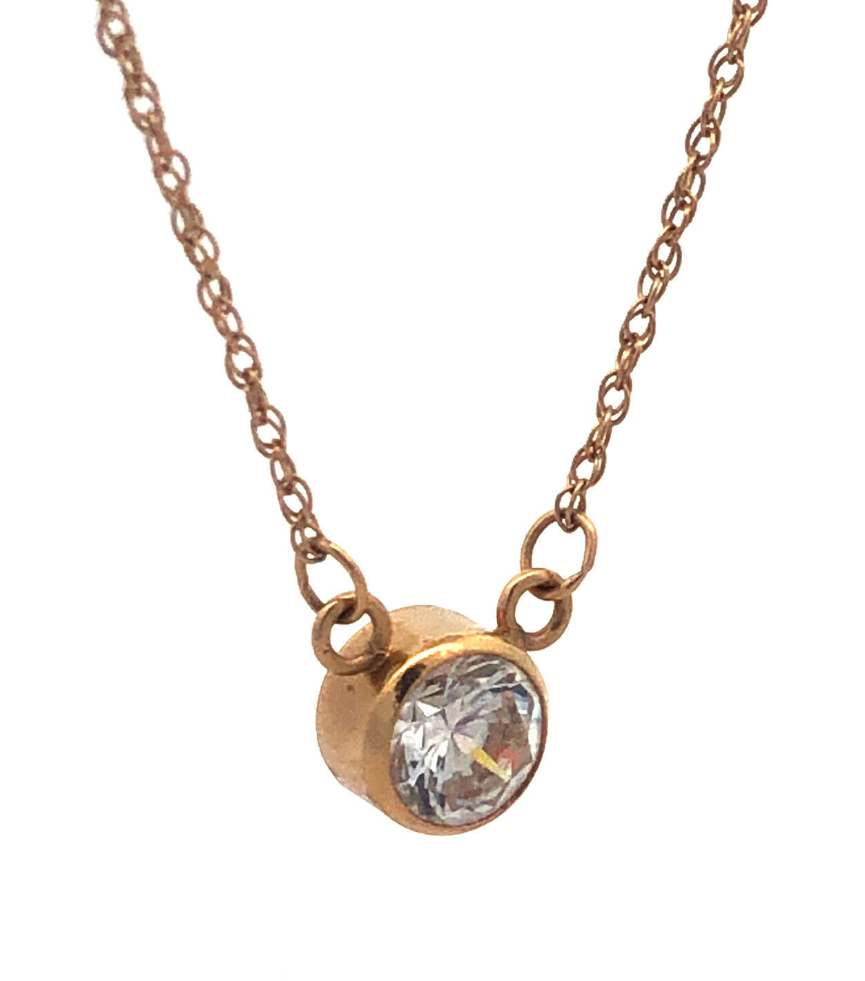 Designer 14K Yellow Gold Diamonique Cubic Zirconia CZ Anniversary Necklace
