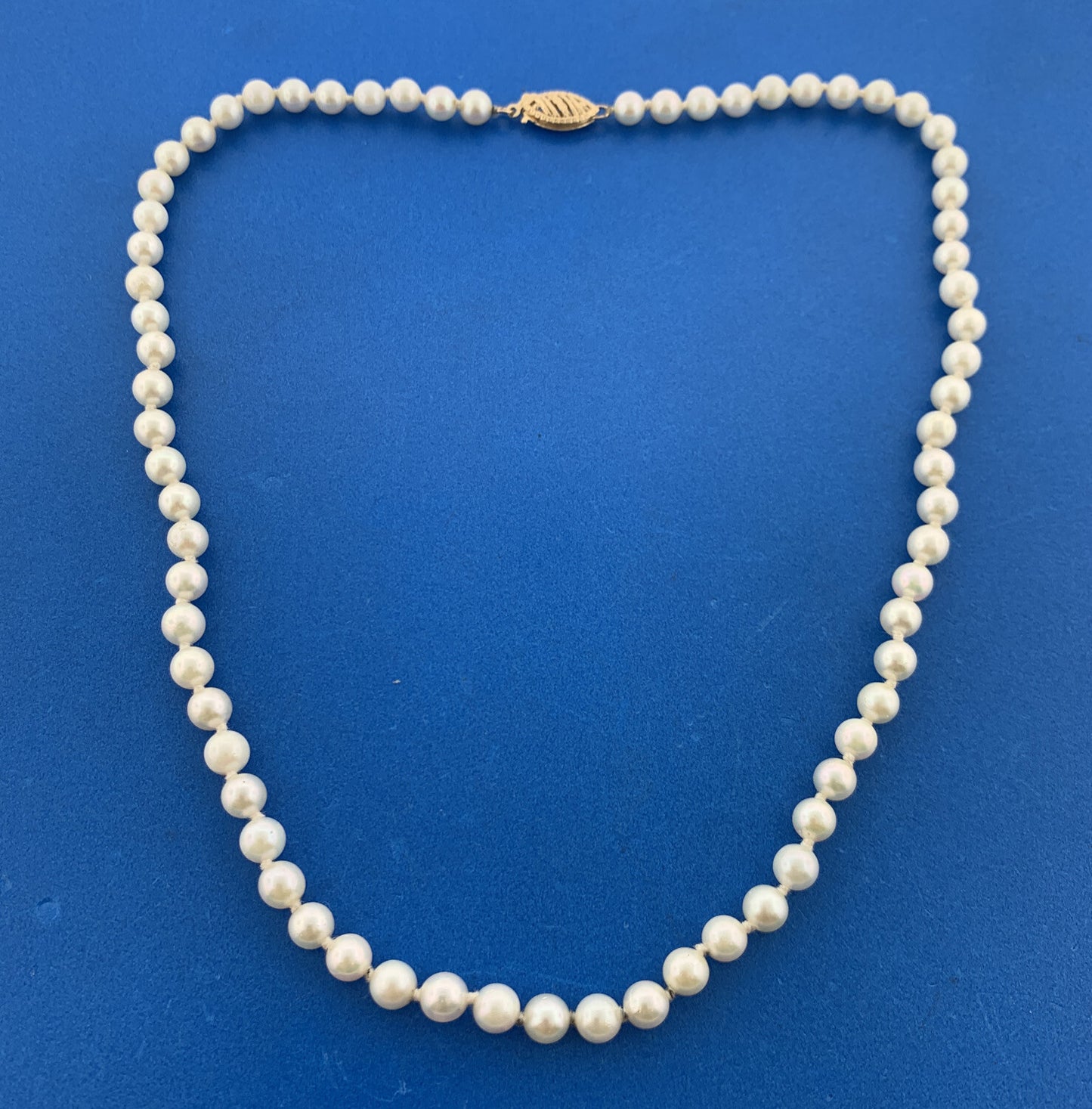14K Yellow Gold Hand Knotted Pearl June Anniversary Bridal Necklace