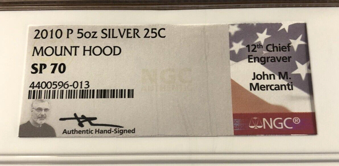 NGC 2010 Mount Hood Oregon 25C P SP70 America The Beautiful ATB 5oz Silver Coin