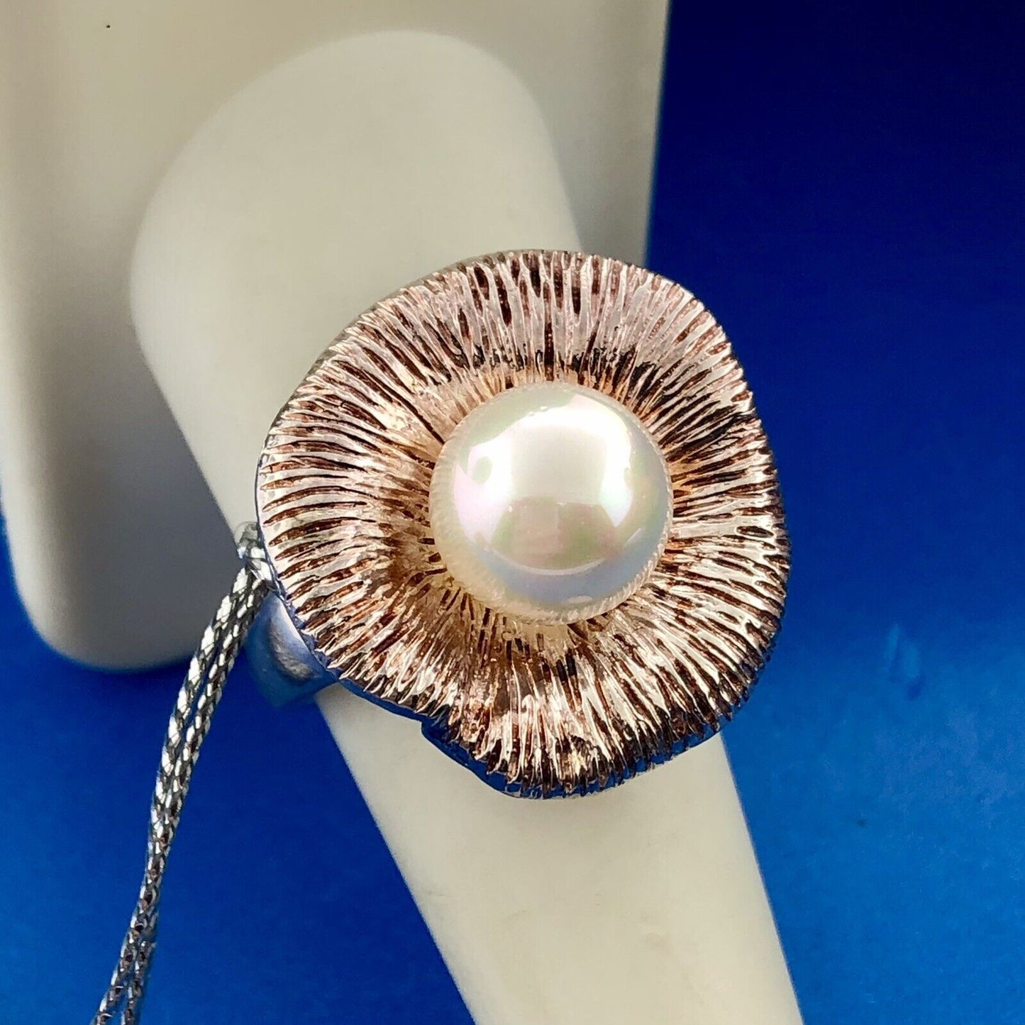 Paola Valentini PV 925 Sterling Silver Pearl Flower Statement Cocktail Ring NWT