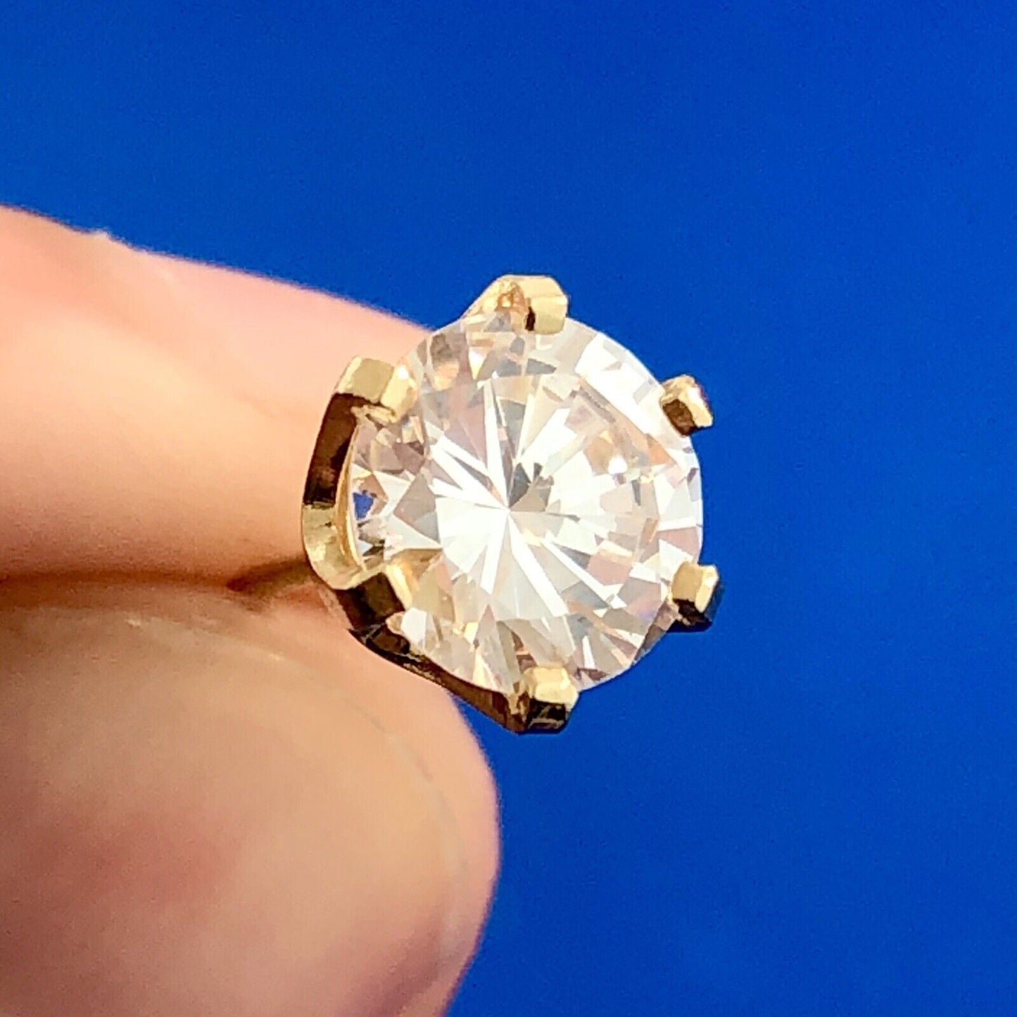 14k Yellow Gold Ladies CZ Cubic Zirconia Stud Earrings 5.06 Carat ct