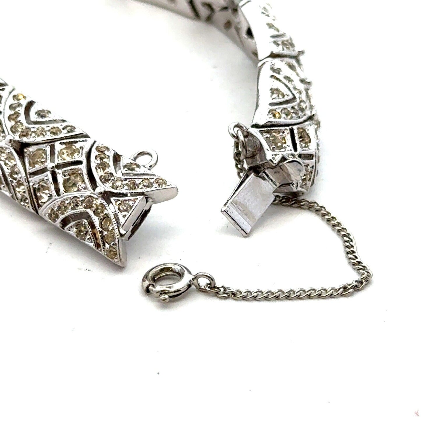 Sparkling Silver Tone Cubic Zirconia CZ Statement Tennis Bracelet