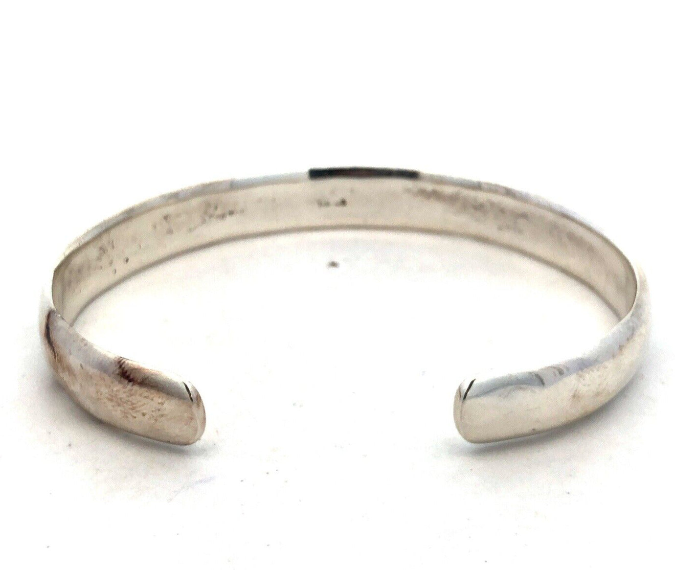 Estate 925 Sterling Silver Hammered Oval Open Cuff Bracelet