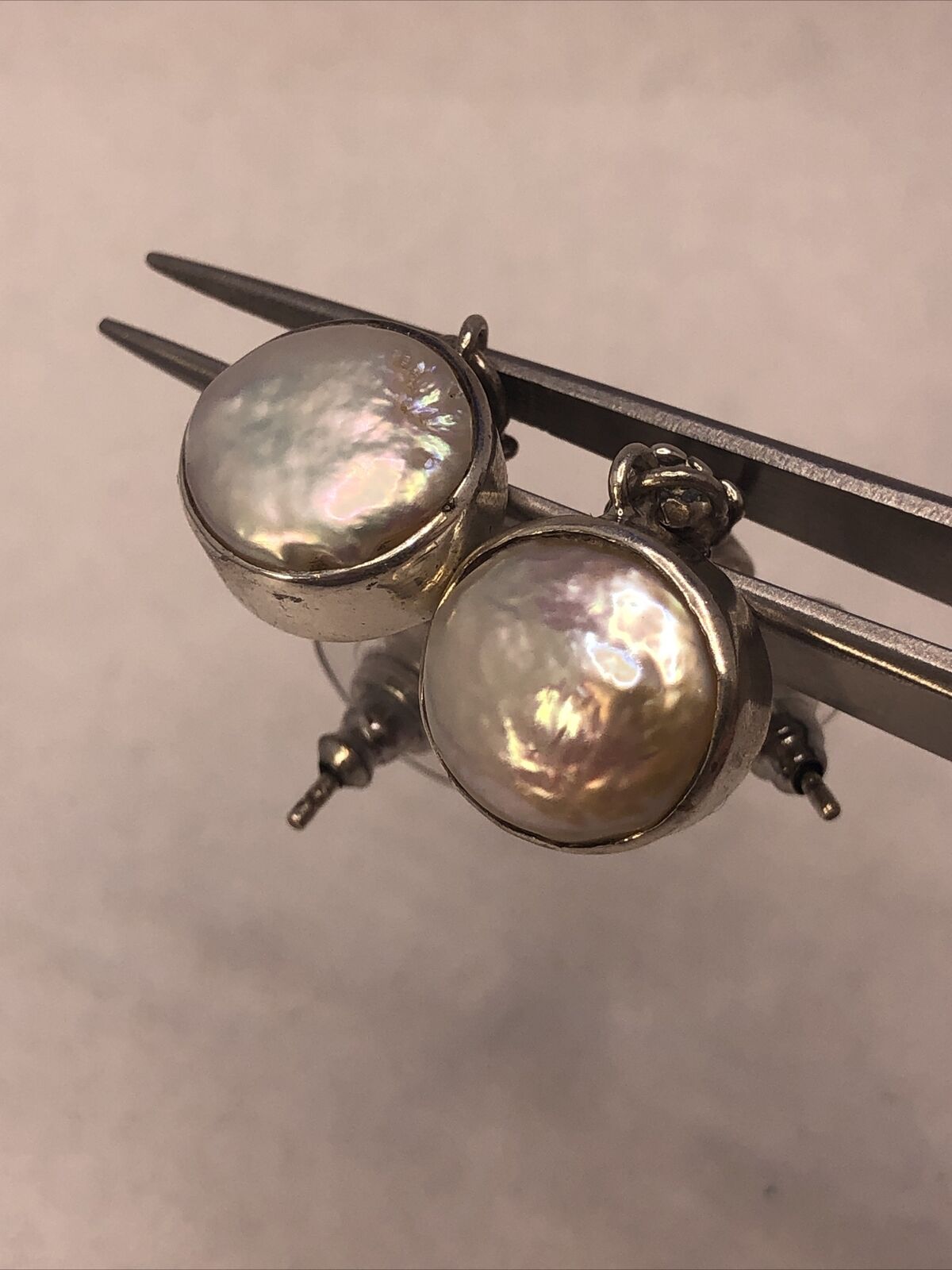 925 Sterling Silver Amethyst Mother of Pearl Round Drop Dangle Earrings