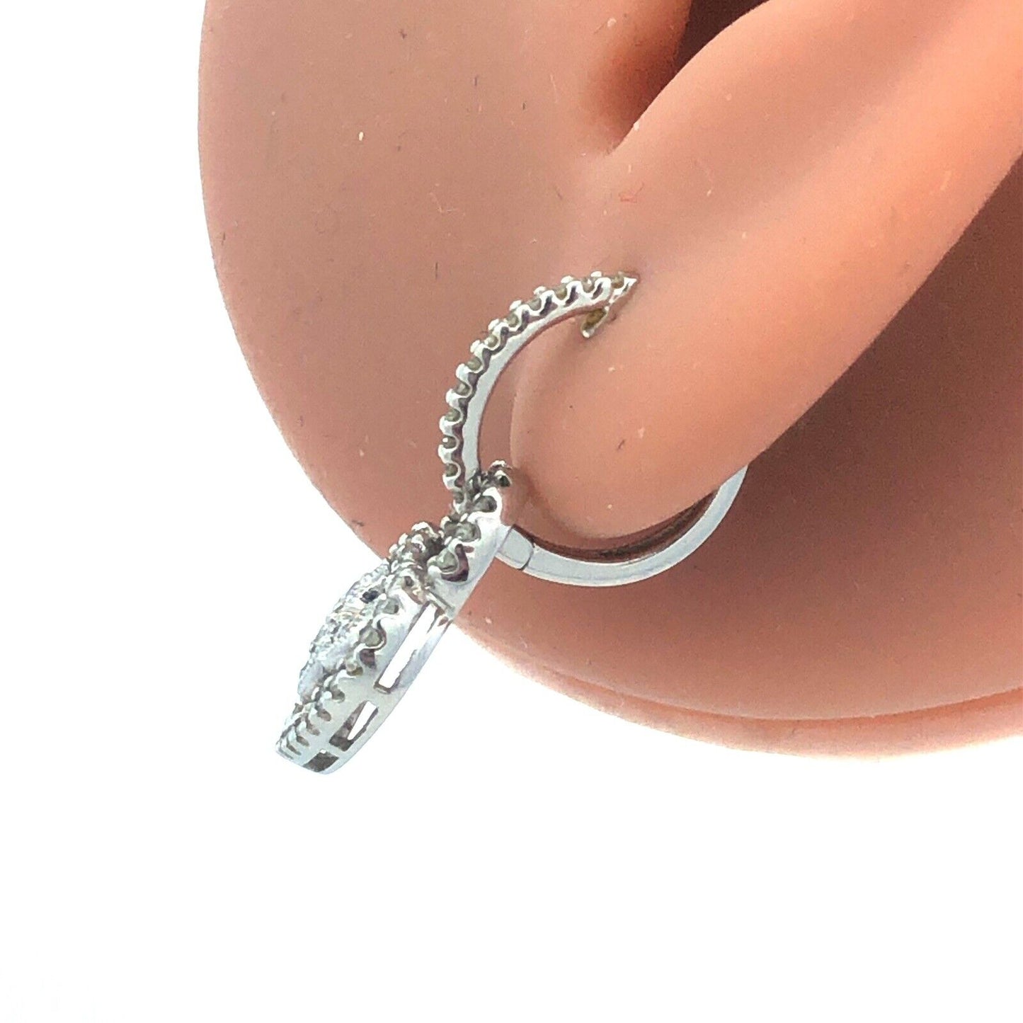 Michael Cristoff 18K White Gold Diamond Fleur De Lis Heart Drop Dangle Earrings