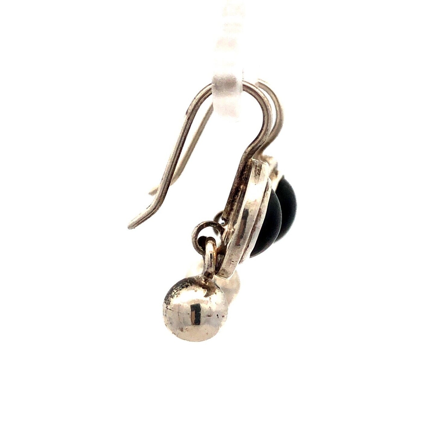 Designer 925 Sterling Silver Garnet Cabochon Drop Dangle Modernist Earrings