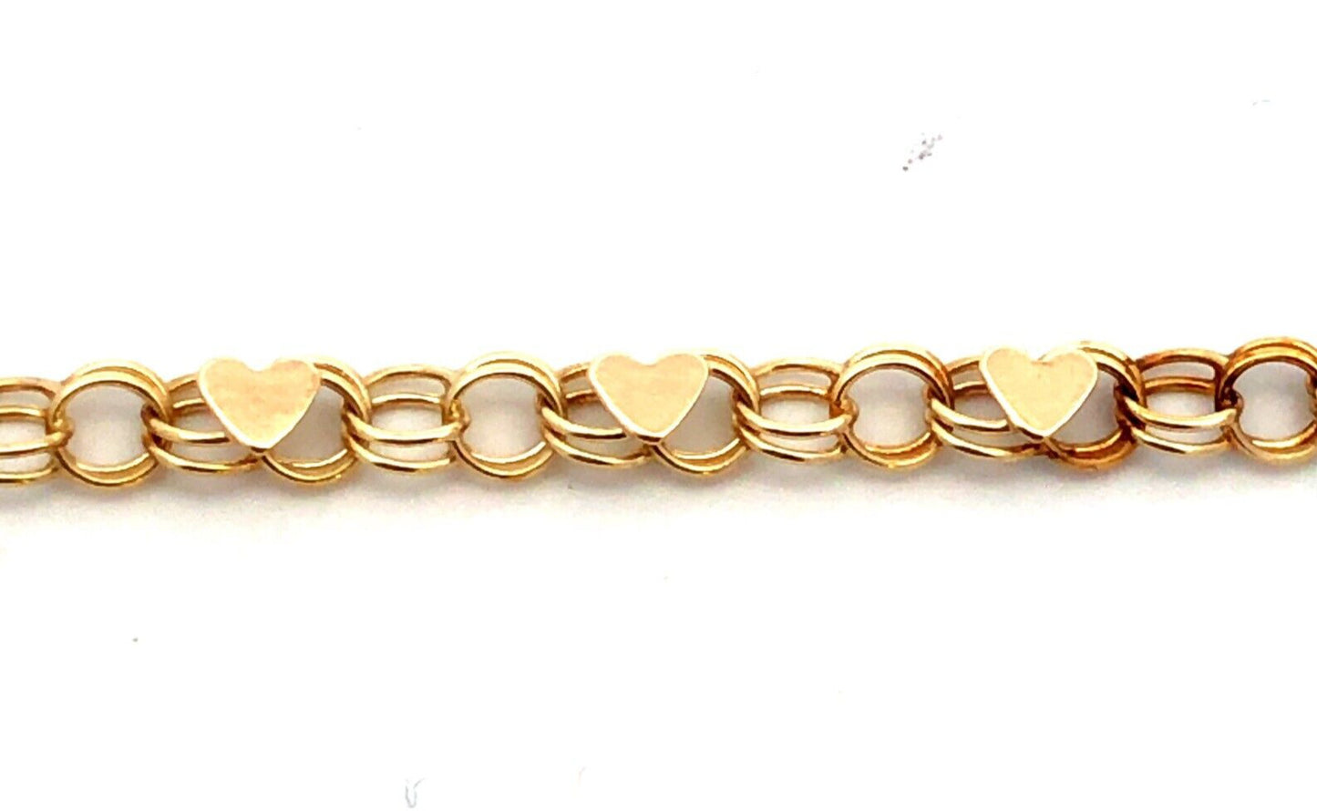 Designer OR 10K Yellow Gold Heart Chain Link Bracelet