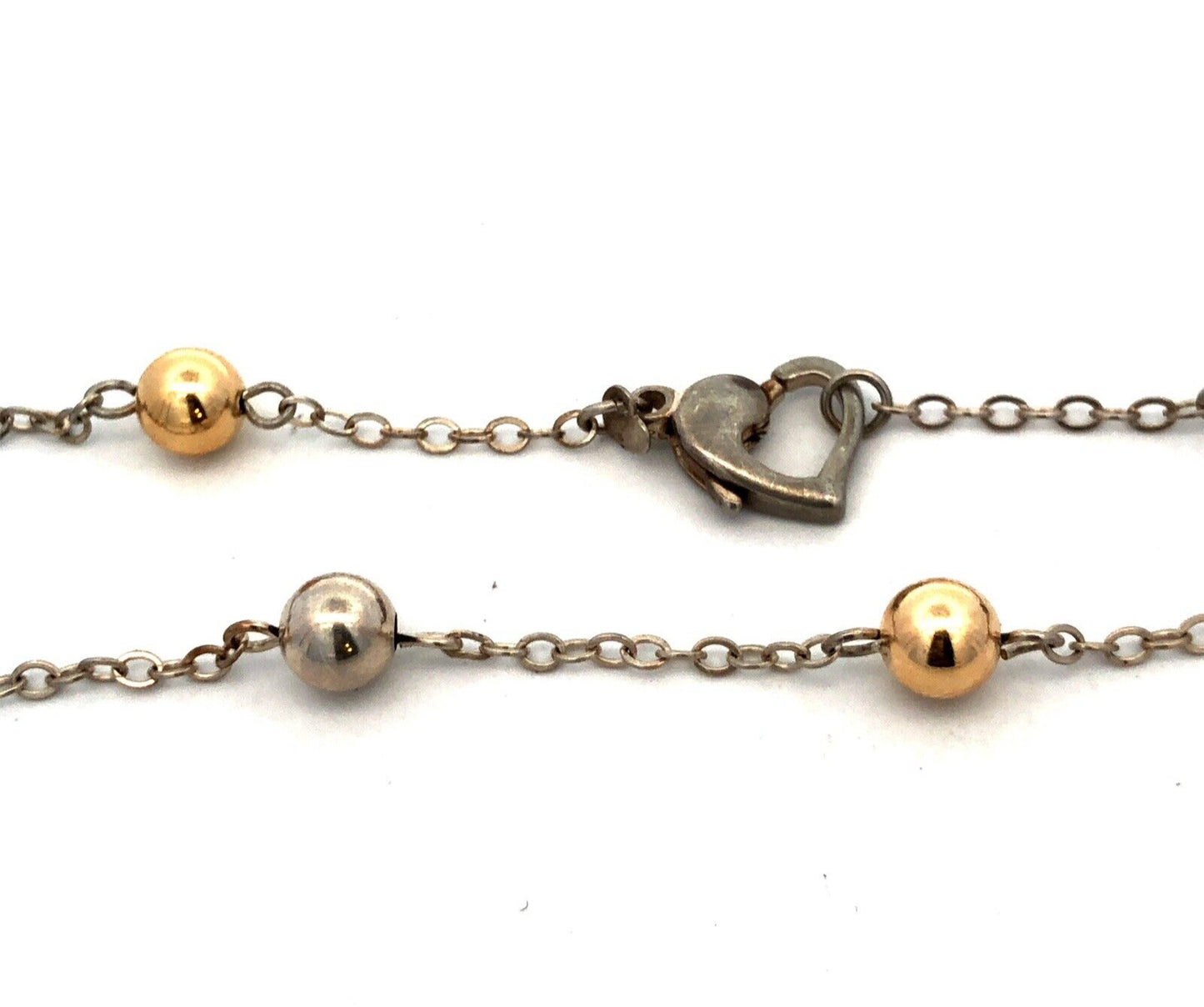 Designer PE Sterling Silver 14K Gold Two Tone Ball Bead Station Chain Necklace