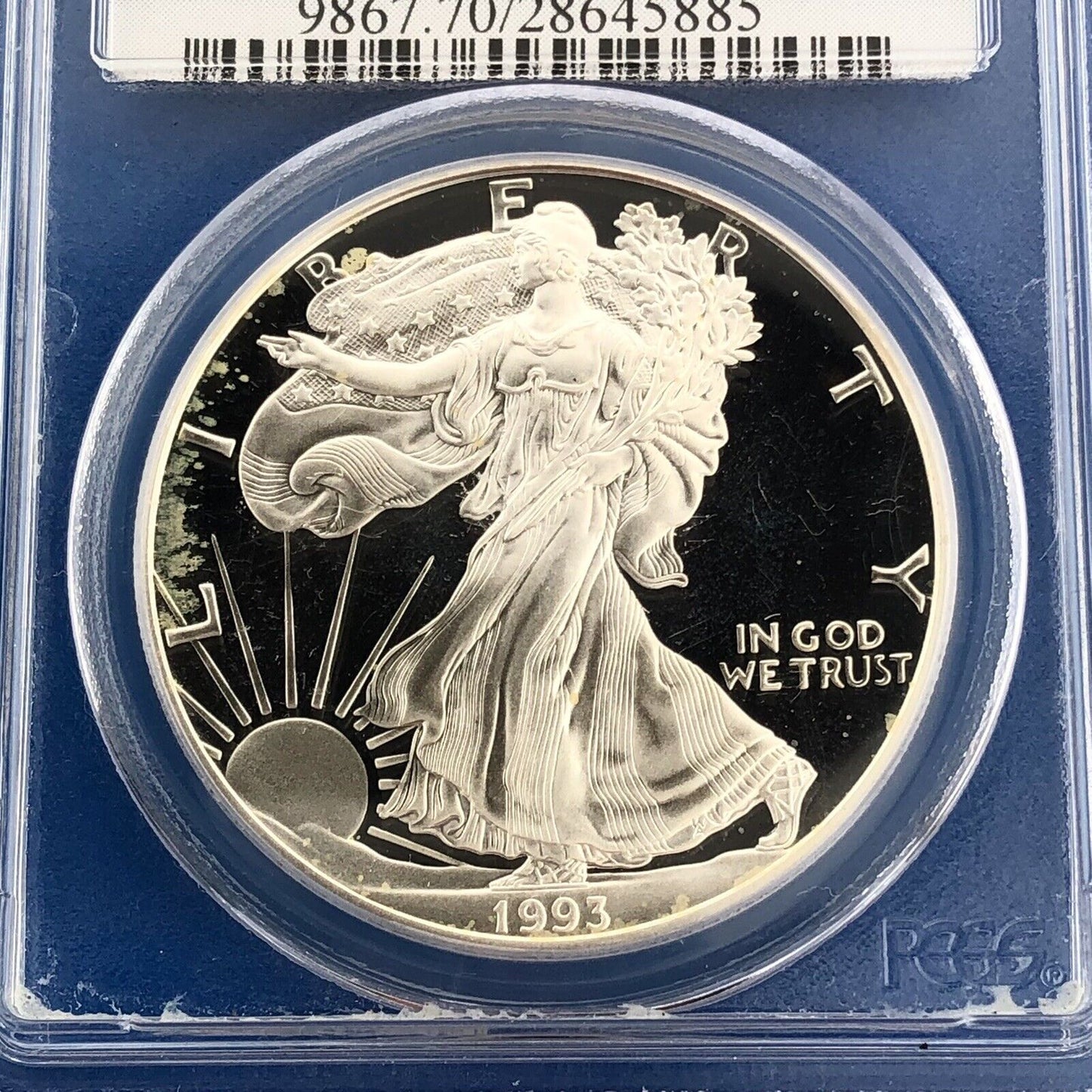 1993 P Proof Silver Eagle 999 Fine Silver PCGS PR70 DCAM Deep Cameo