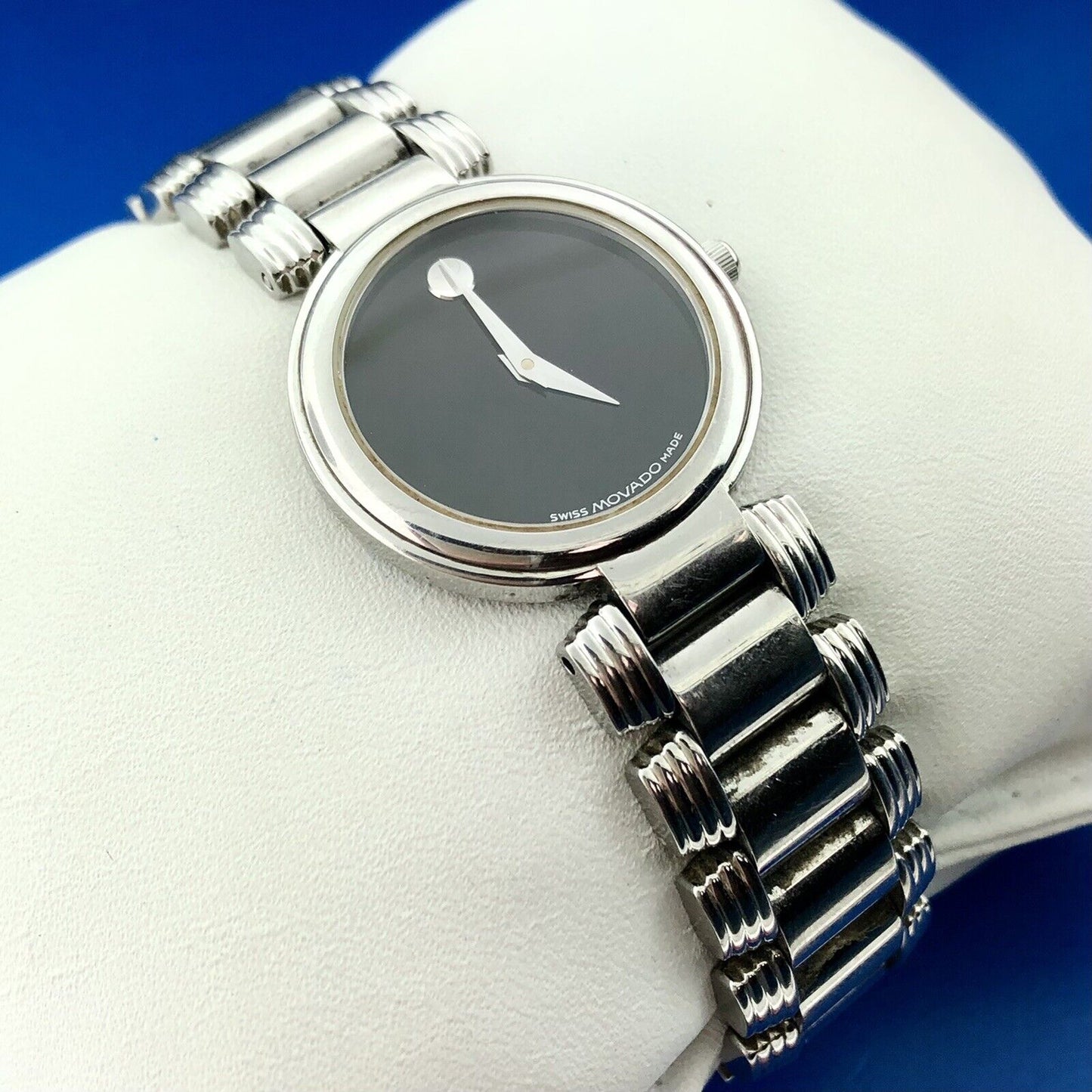 Movado Serenade 84 A1 1844 Strato Black Dial Ladies Stainless Steel Watch
