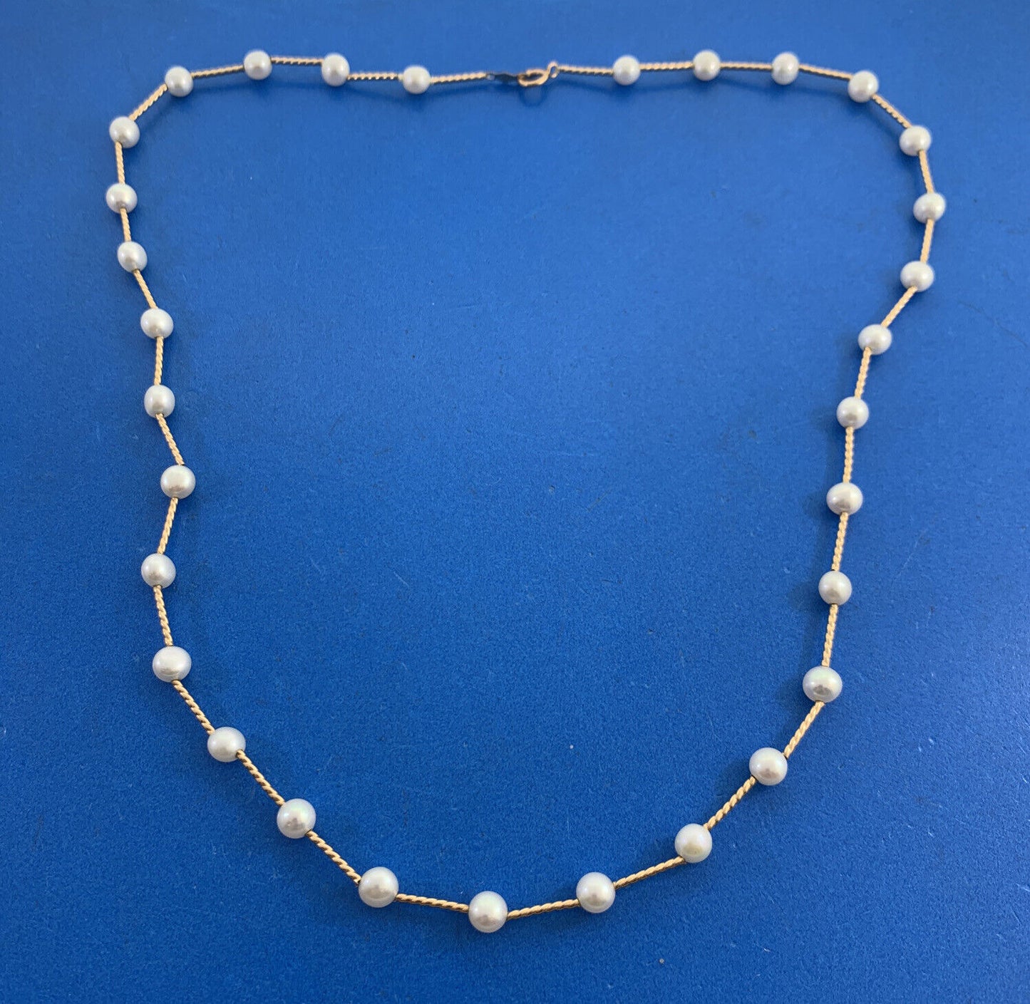 Designer 14K Yellow Gold 4.5 mm Cultured Freshwater Pearl Station Necklace