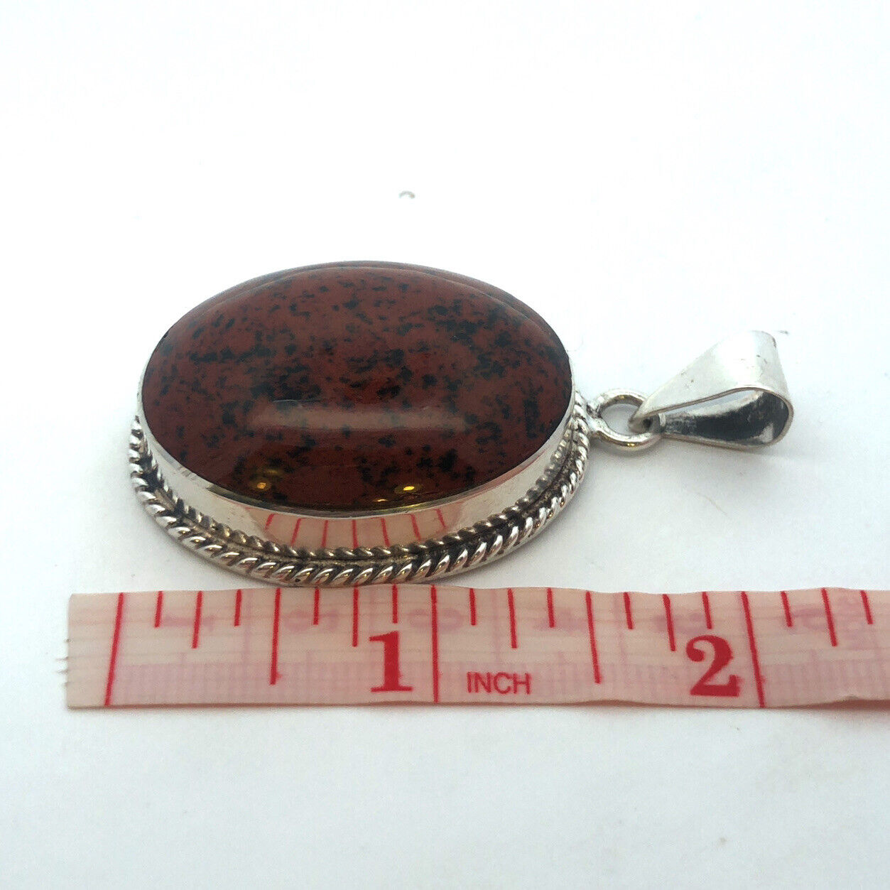 Vintage Taxco TM-287 Sterling Silver Mahogany Obsidian Statement Oval Pendant