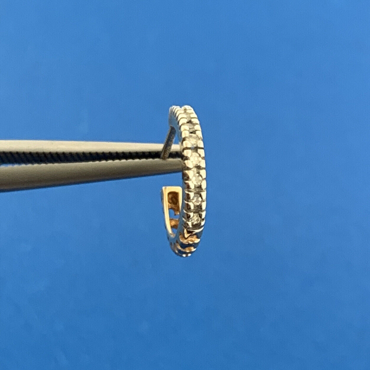Designer 14K Yellow Gold Diamond April Anniversary Birthday Huggy Hoop Earrings