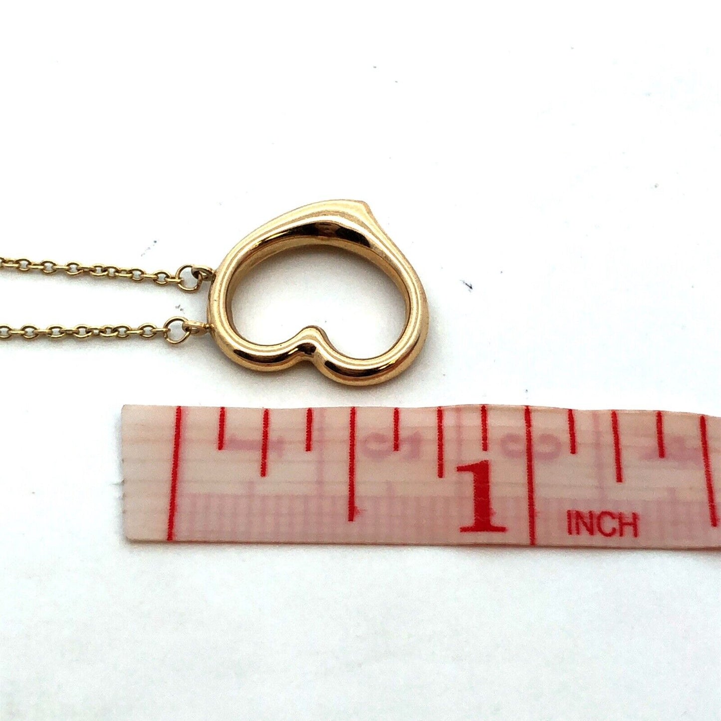 Designer ARR 14K Yellow Gold Puffy Heart Love Anniversary Pendant Chain Necklace