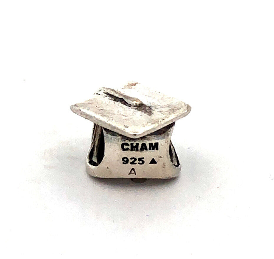 Designer Chamilia 925 Sterling Silver Grad Graduation Cap Bracelet Bead Charm