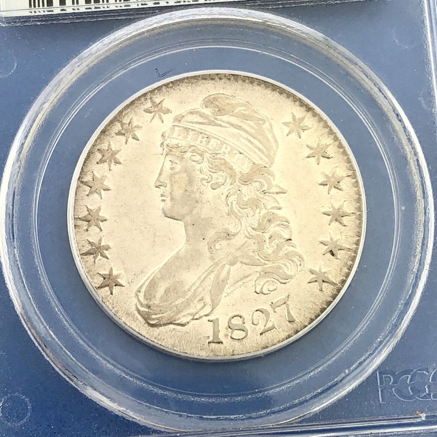 1827 Capped Bust Silver Half Dollar 50c Square Base 2 PCGS AU53 Early US Coin