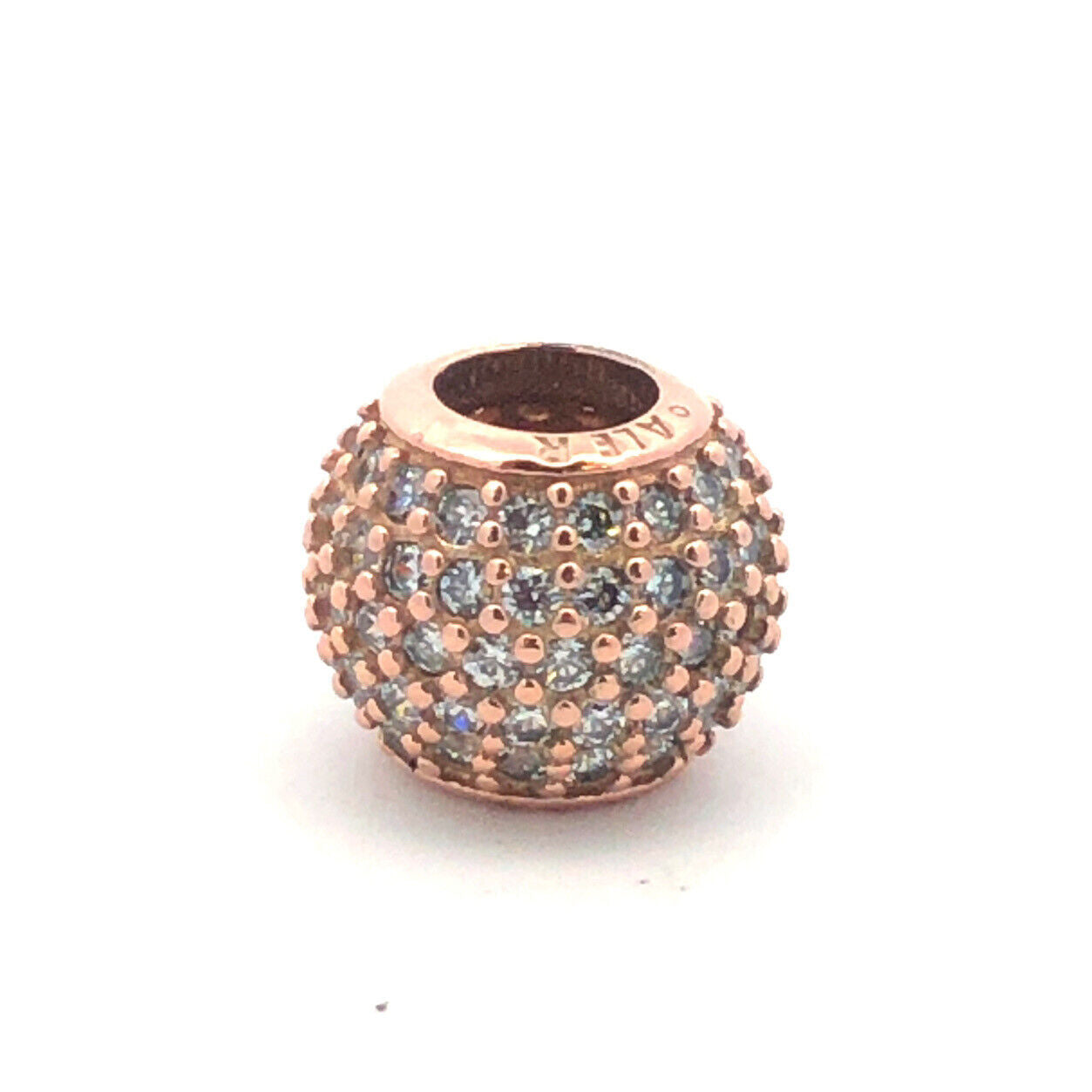 PANDORA 925 Sterling Silver Rose Gold Vermeil CZ Lights Ball 781051 Pave Charm