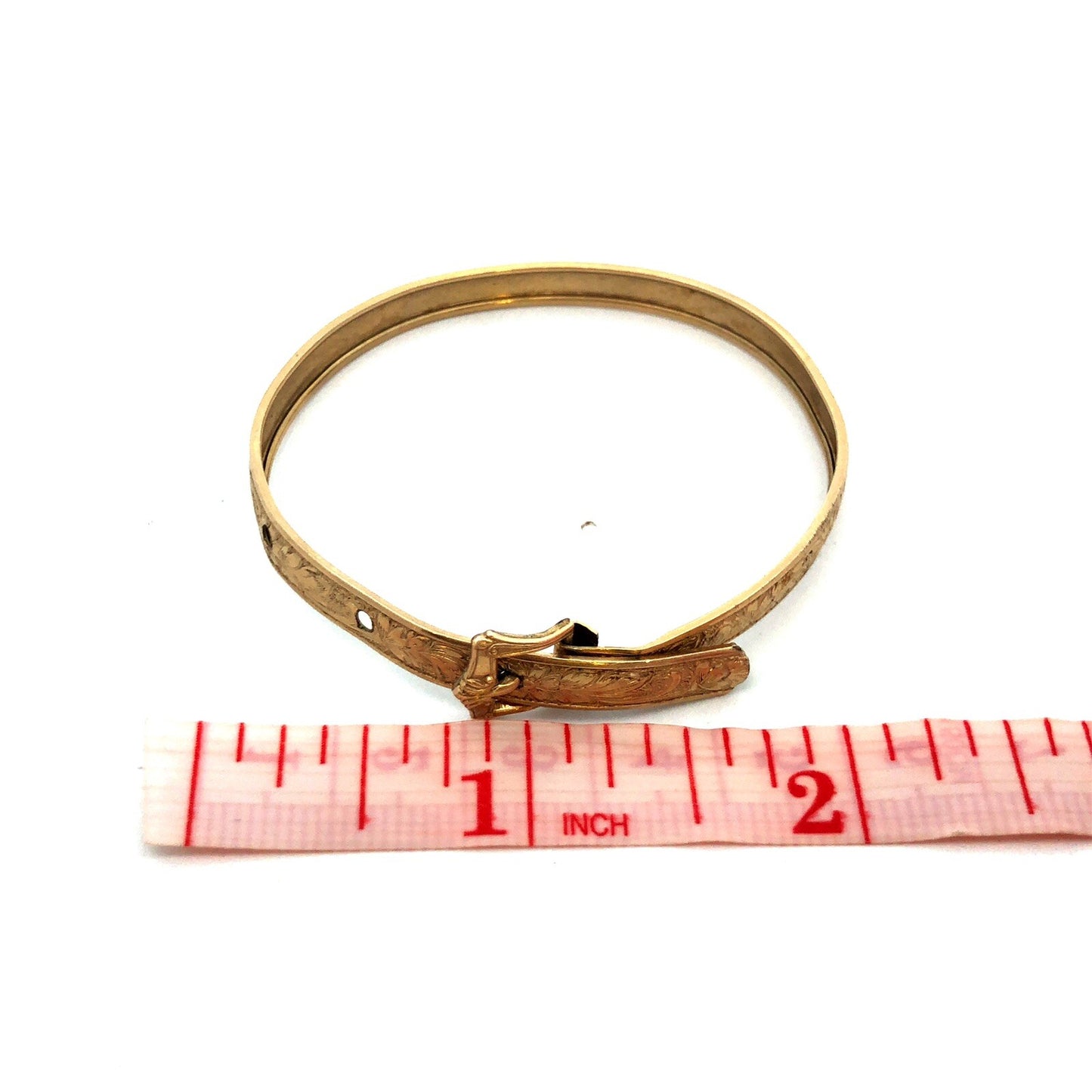 Antique Walter E Hayward WEH 12K Gold Filled Floral Detail Buckle Cuff Bracelet