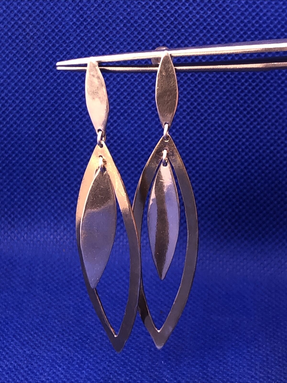 Modernist Vermeil Two-Toned 925 Sterling Silver Cut-out Dangle Earrings