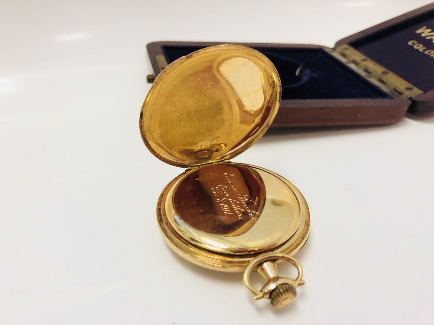 1907 Waltham 14K Gold Riverside Colonial Series Pocket Watch Original Box/COA
