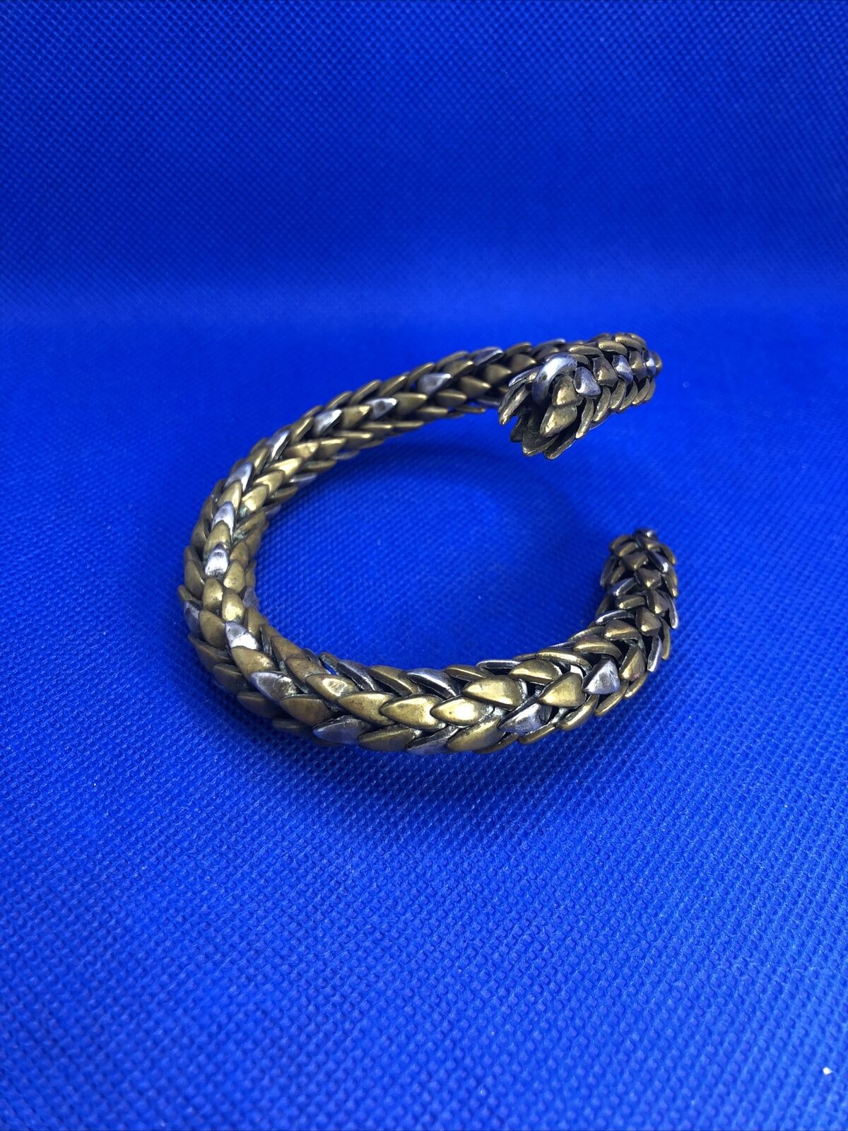 Vintage 1970's Brass & Silver Two Toned Statement Snake Arm Cuff Bracelet