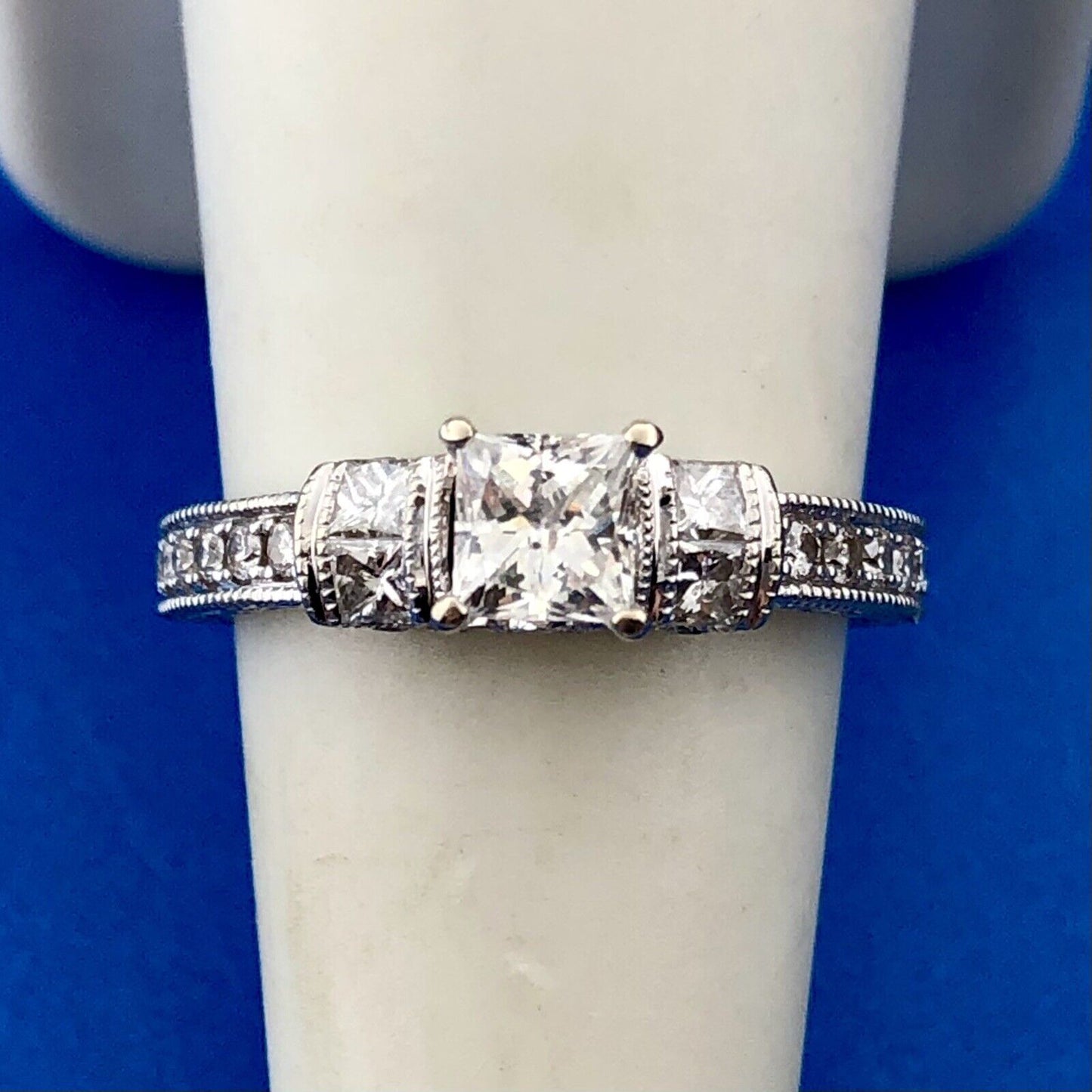 Neil Lane 14K White Gold Diamond Princess Solitaire Accents Engagement Ring