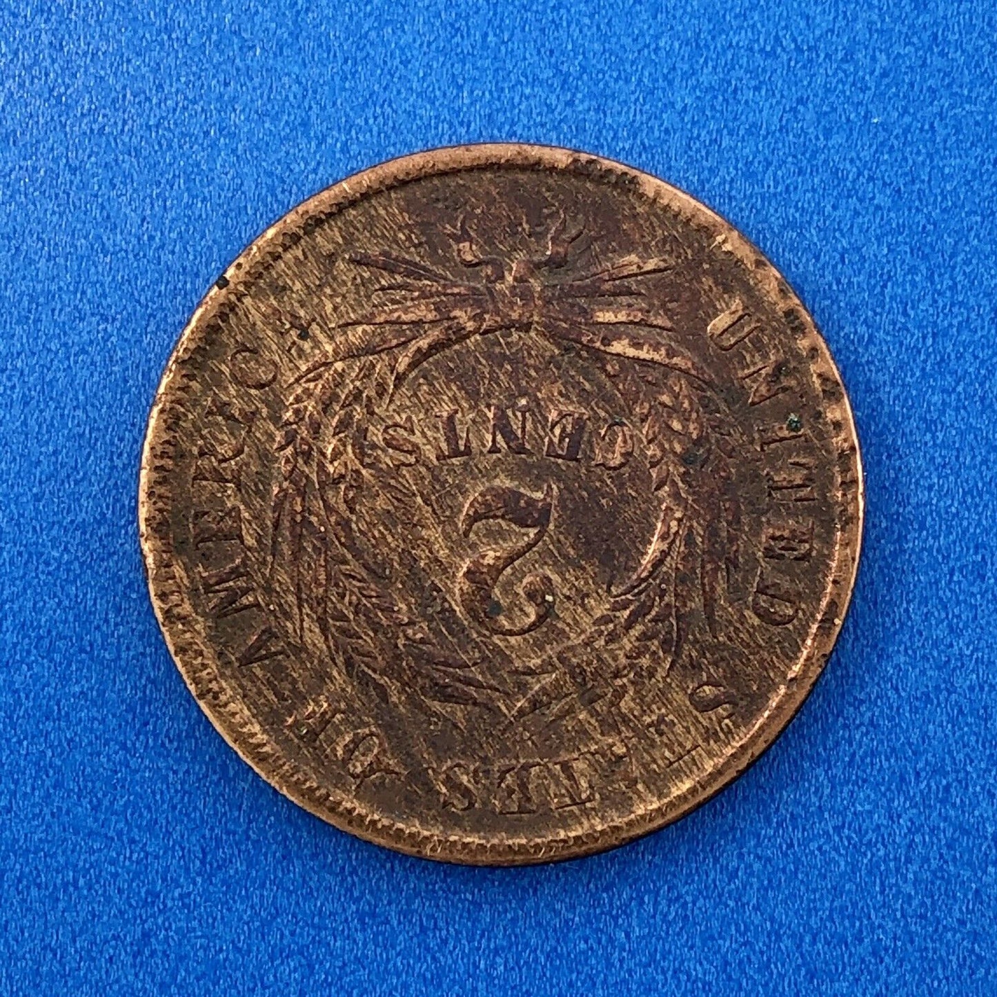 1864 P Bronze Two-Cent Piece Union Shield Large Motto Philadelphia Mint Coin