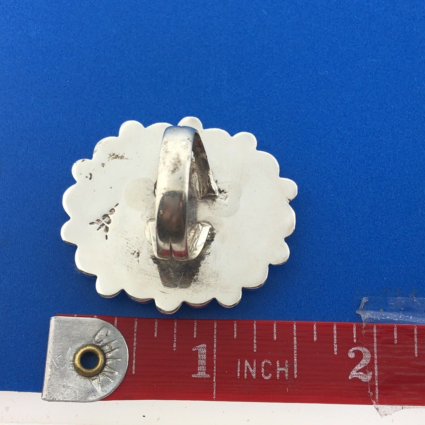 Stunning Sterling Silver 925 Cabochon Turquoise Statement Finger Ring Size 7.75