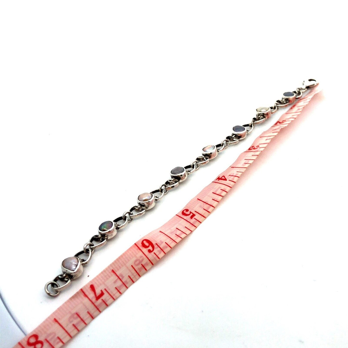 Vintage 925 Sterling Silver Pearl Tahitian Pearl Tennis Bracelet