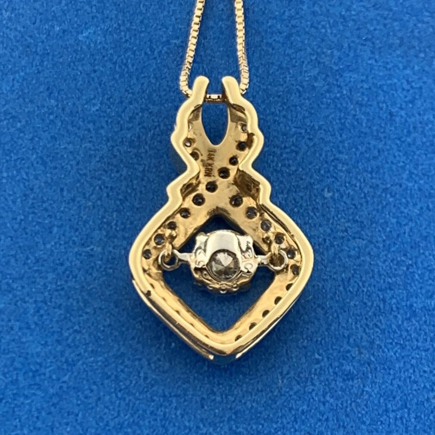 Gorgeous 14k Yellow Gold Round Cut Suspended Diamond 16" Box Chain Necklace