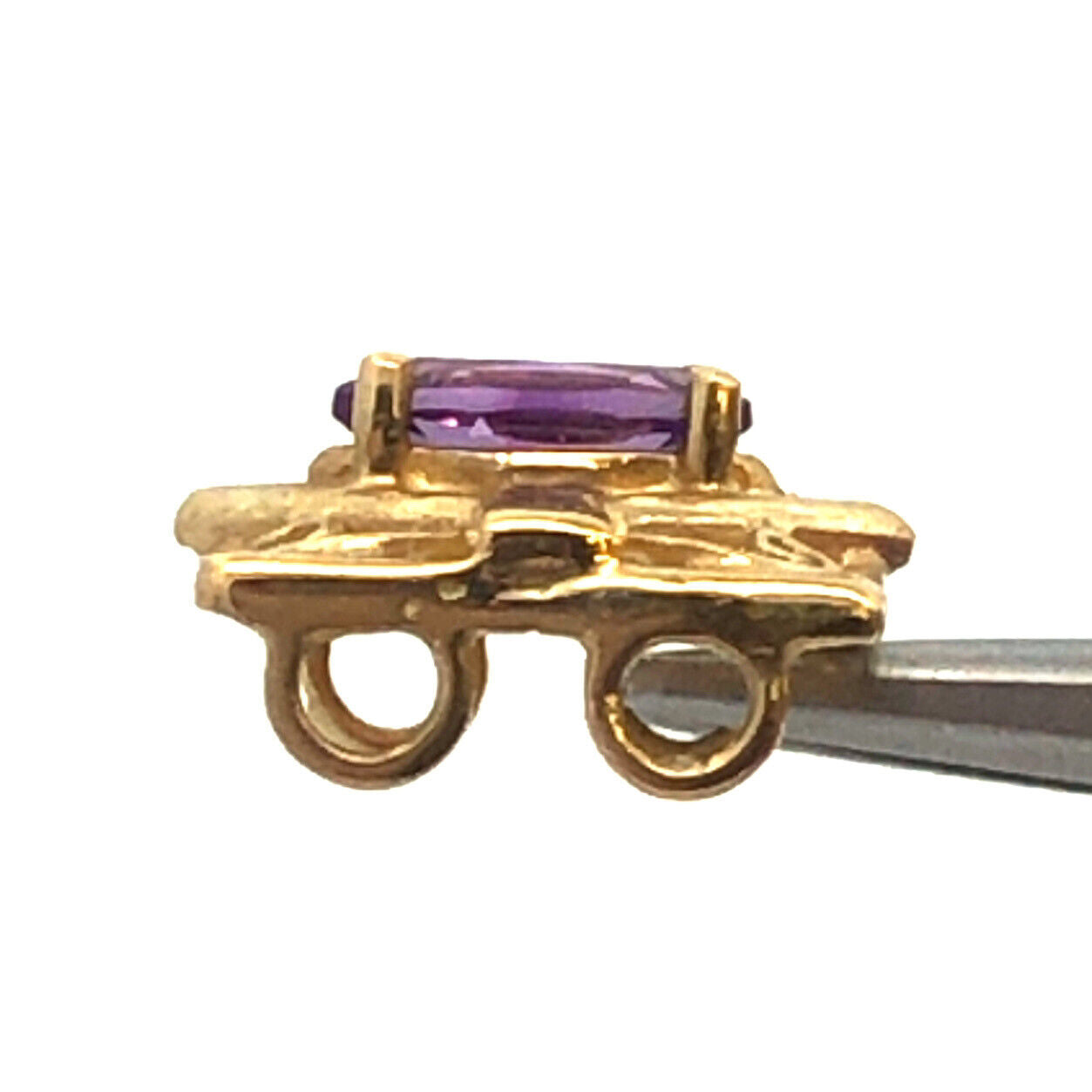 Designer 10K Yellow Gold Amethyst February Anniversary Slide Bracelet Charm
