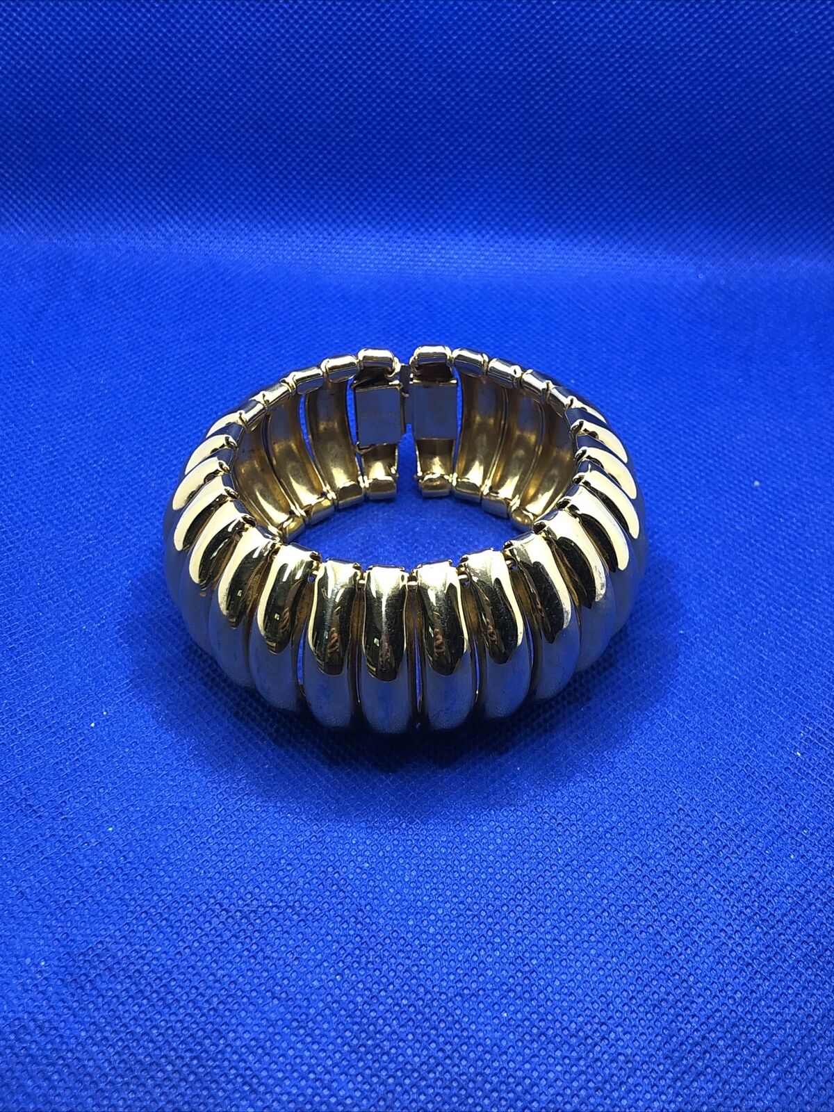 Napier Gold Tone Macaroni Link Accordion Style Statement Cuff Bracelet