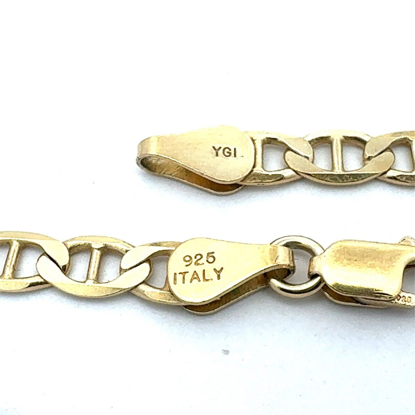 Designer YGI Italy 925 Sterling Silver Gold Vermeil Mariners Link Chain Necklace