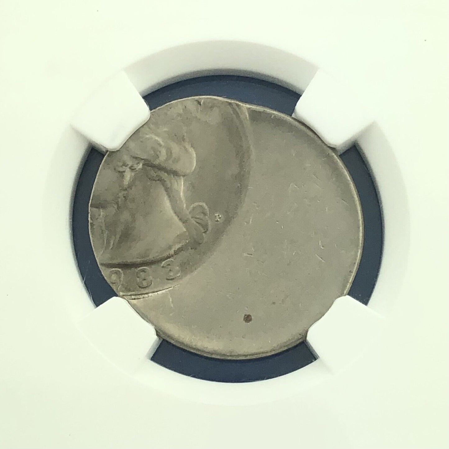 1983 P Washington Clad Quarter Mint Error Struck 50% Off Center NGC MS62