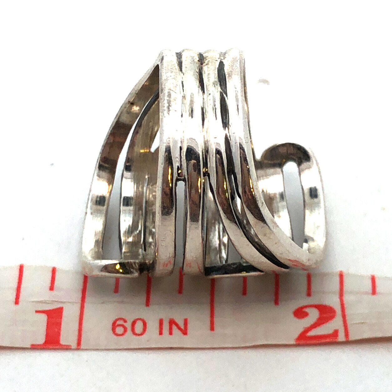 Designer India Modernist 925 Sterling Silver Wide Swirl Ring
