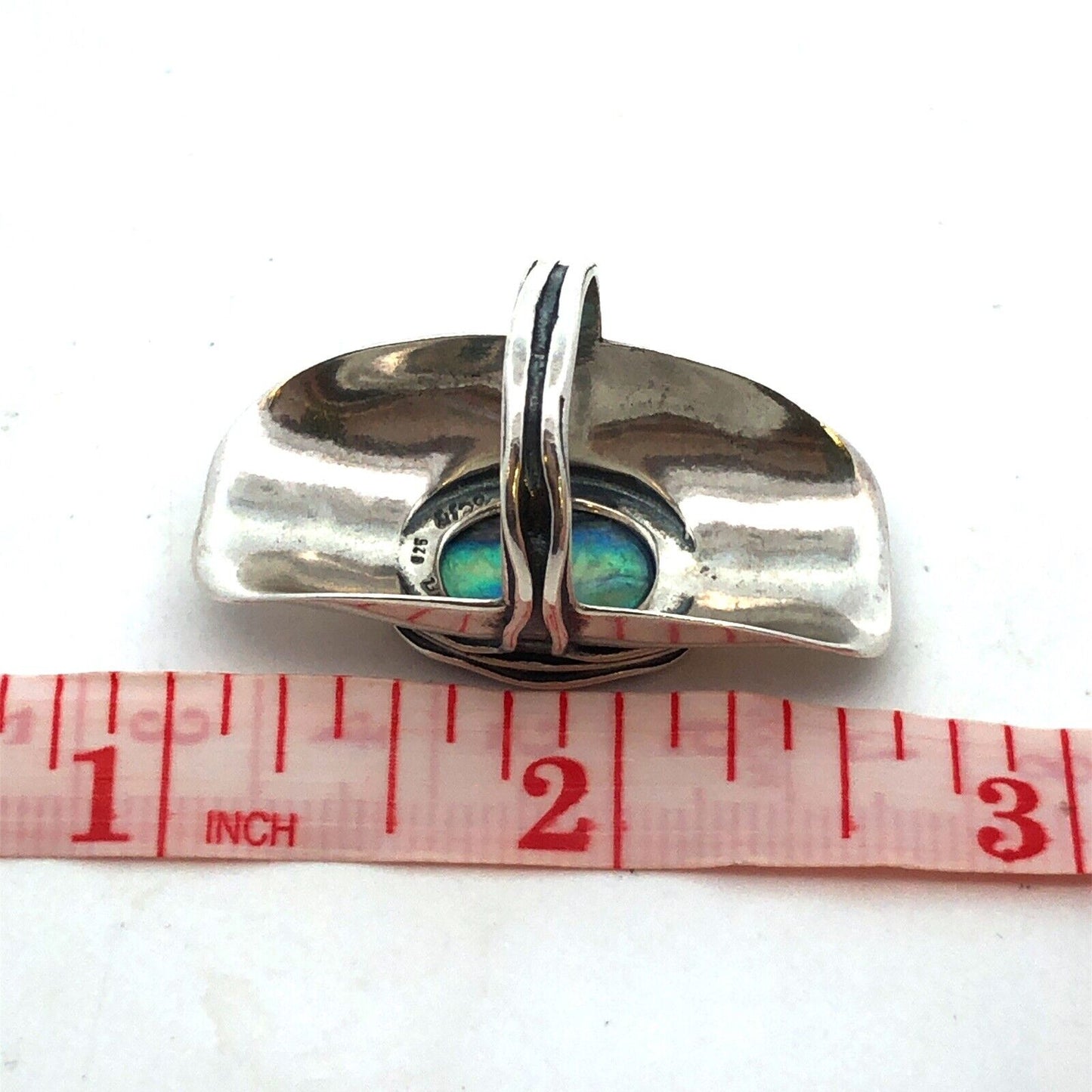 Designer 925 Sterling Silver Oval Abalone Cabochon Statement Finger Ring