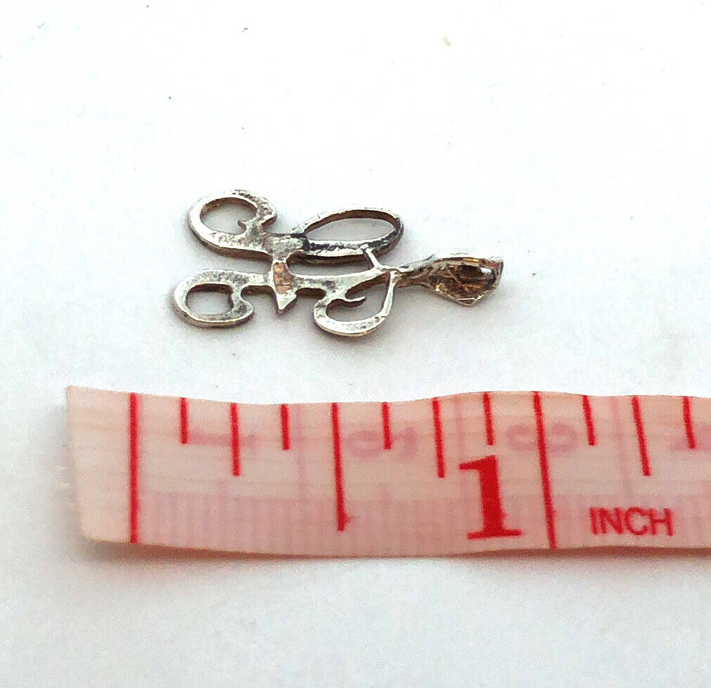 925 Sterling Silver Script Initial Letter H Monogram Charm Pendant