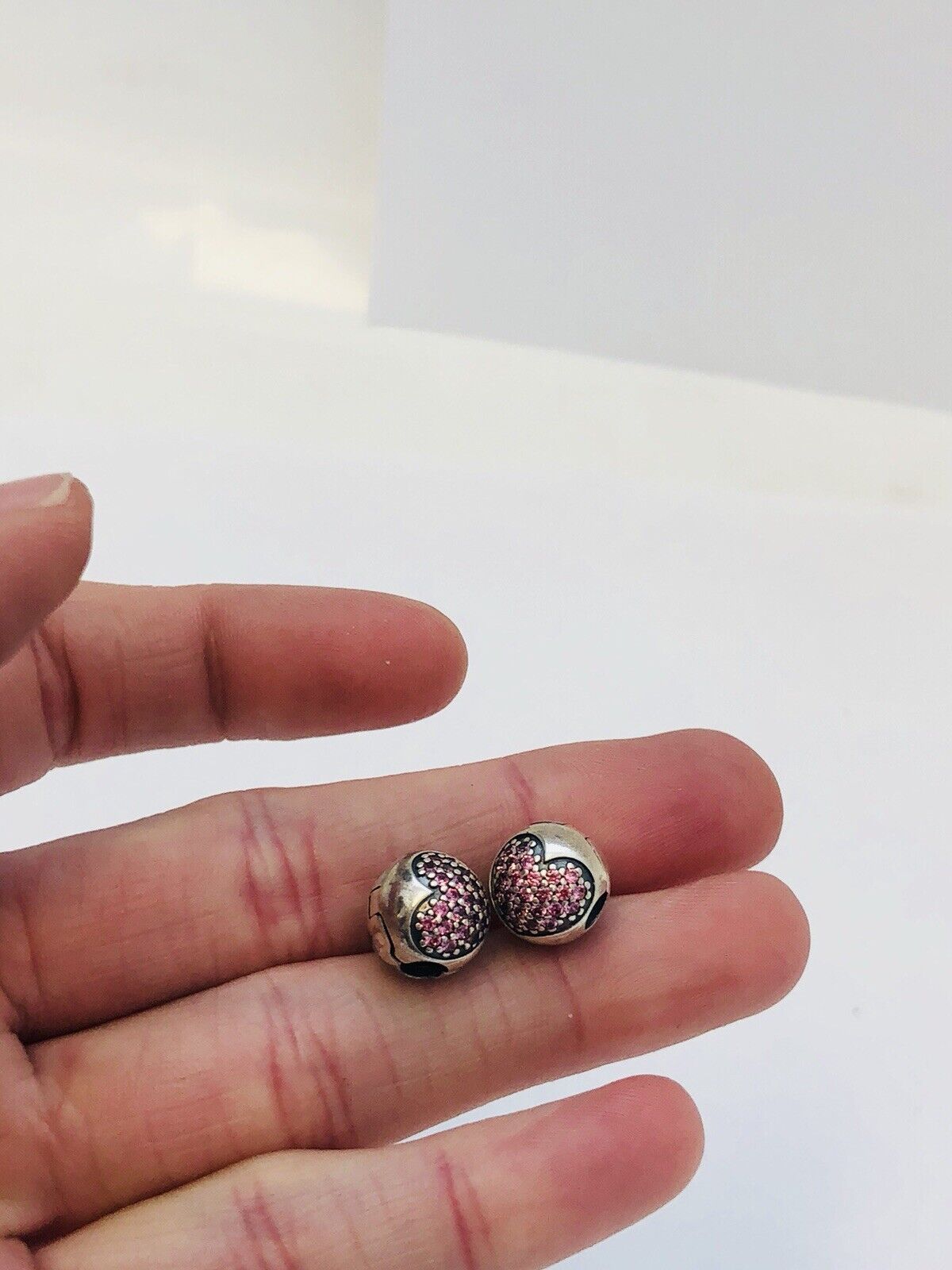 Authentic Pandora Sterling Silver Clear Pink Rose Love of My Life Clip 791053CZ