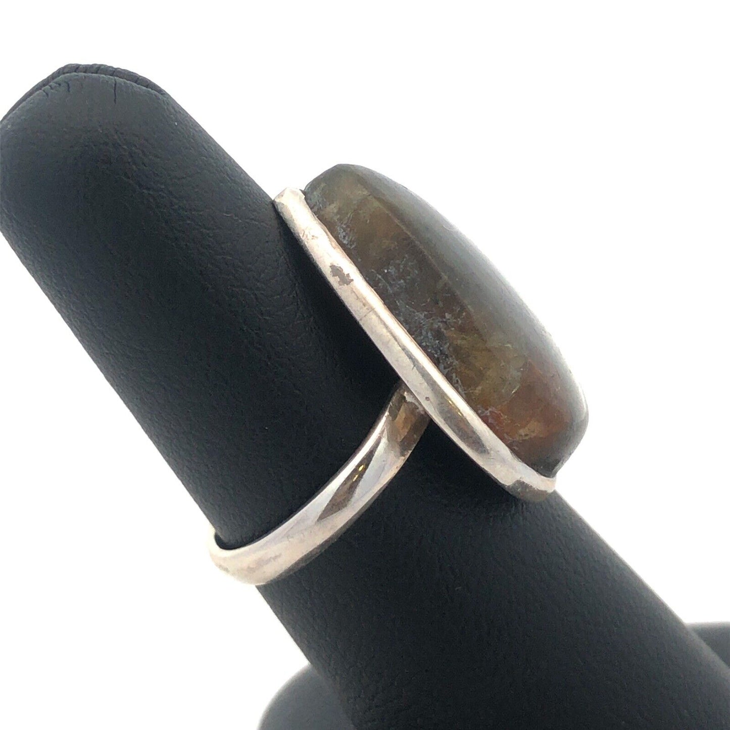 Vintage 925 Sterling Silver Triangle Cabochon Labradorite Statement Ring