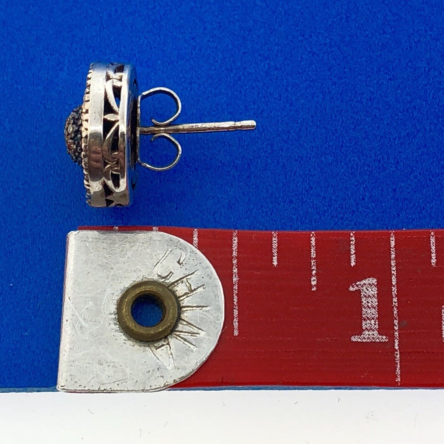 Designer AJ Sterling Silver 14K Yellow Gold Diamond Halo Cluster Stud Earrings