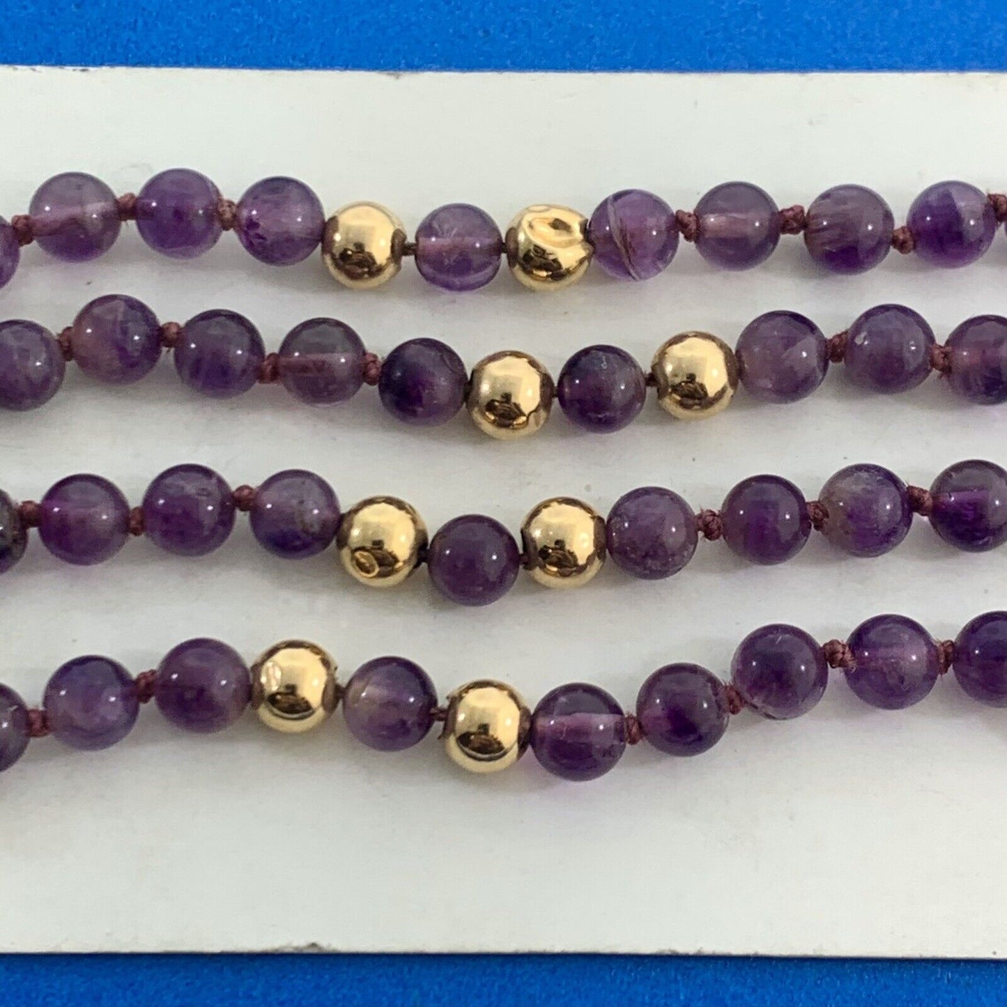 Designer 14K Yellow Gold Amethyst Bead Healing Spiritual Awareness Necklace