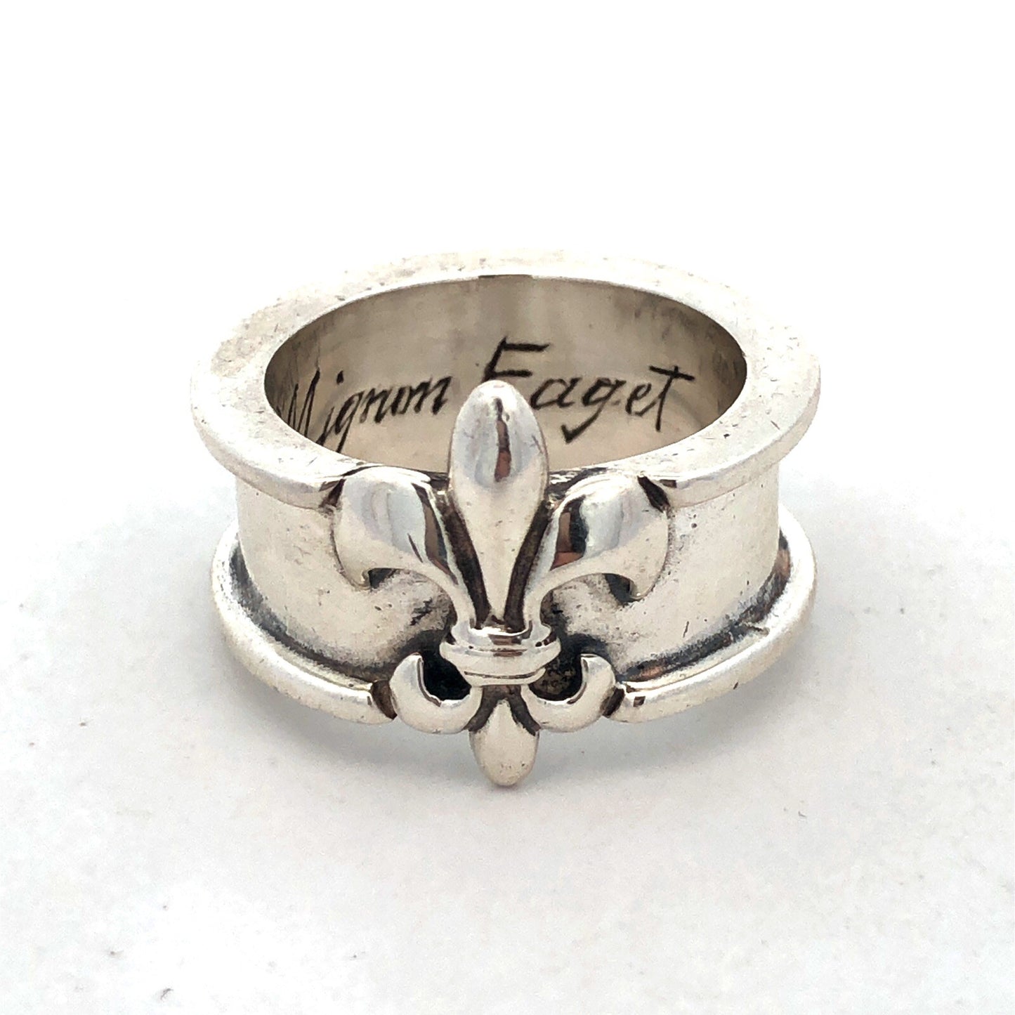 925 Sterling Silver Mignon Faget Louisiana Coll Fleur De Lis Wide Band Ring