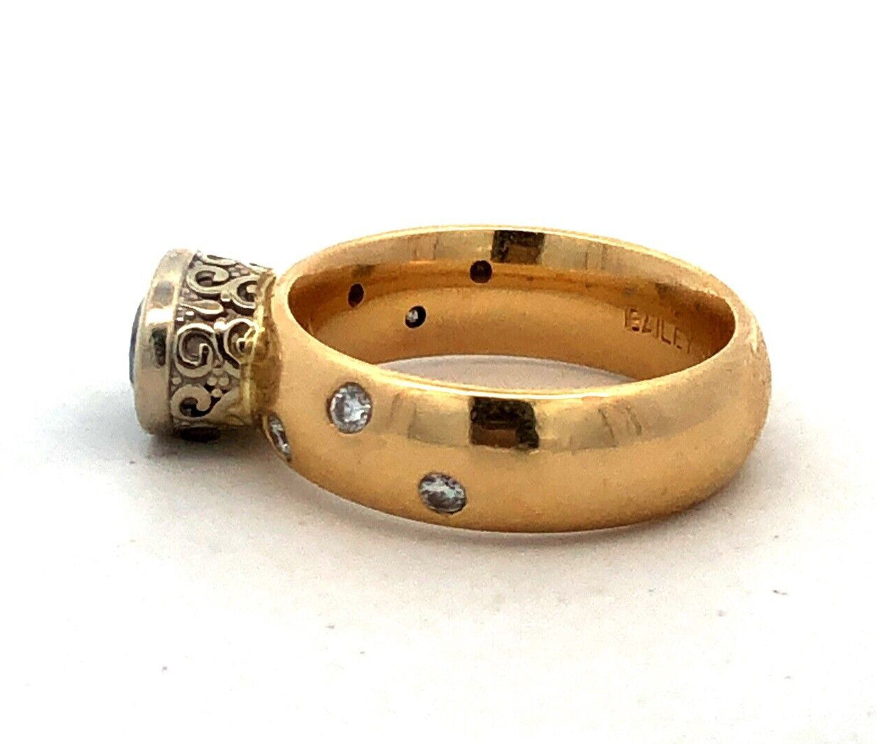Bailey Banks & Biddle 18K Yellow Gold Corundrum Diamond Anniversary Ring